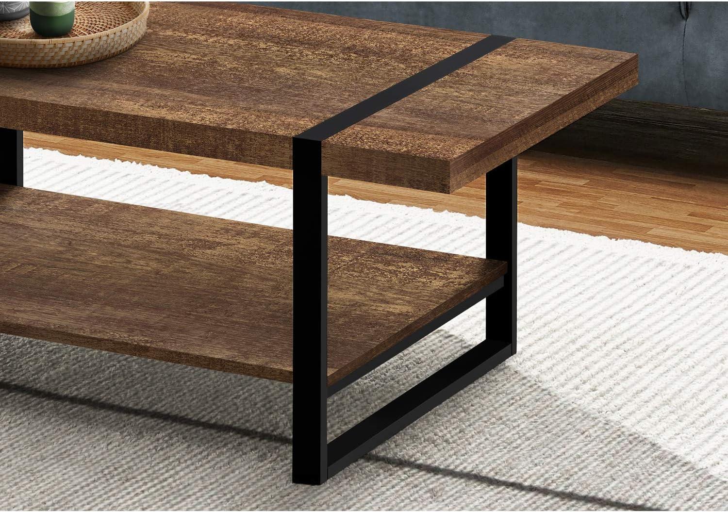 Coffee Table with Brown Reclaimed Wood-Look & Black Metal