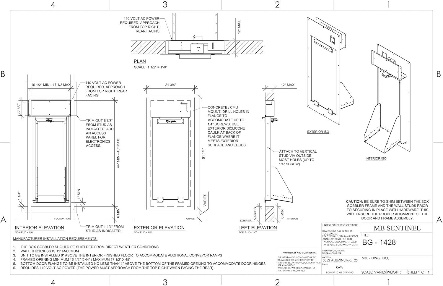 Black Steel Wall Mount Package Drop Box with Electronic Keypad