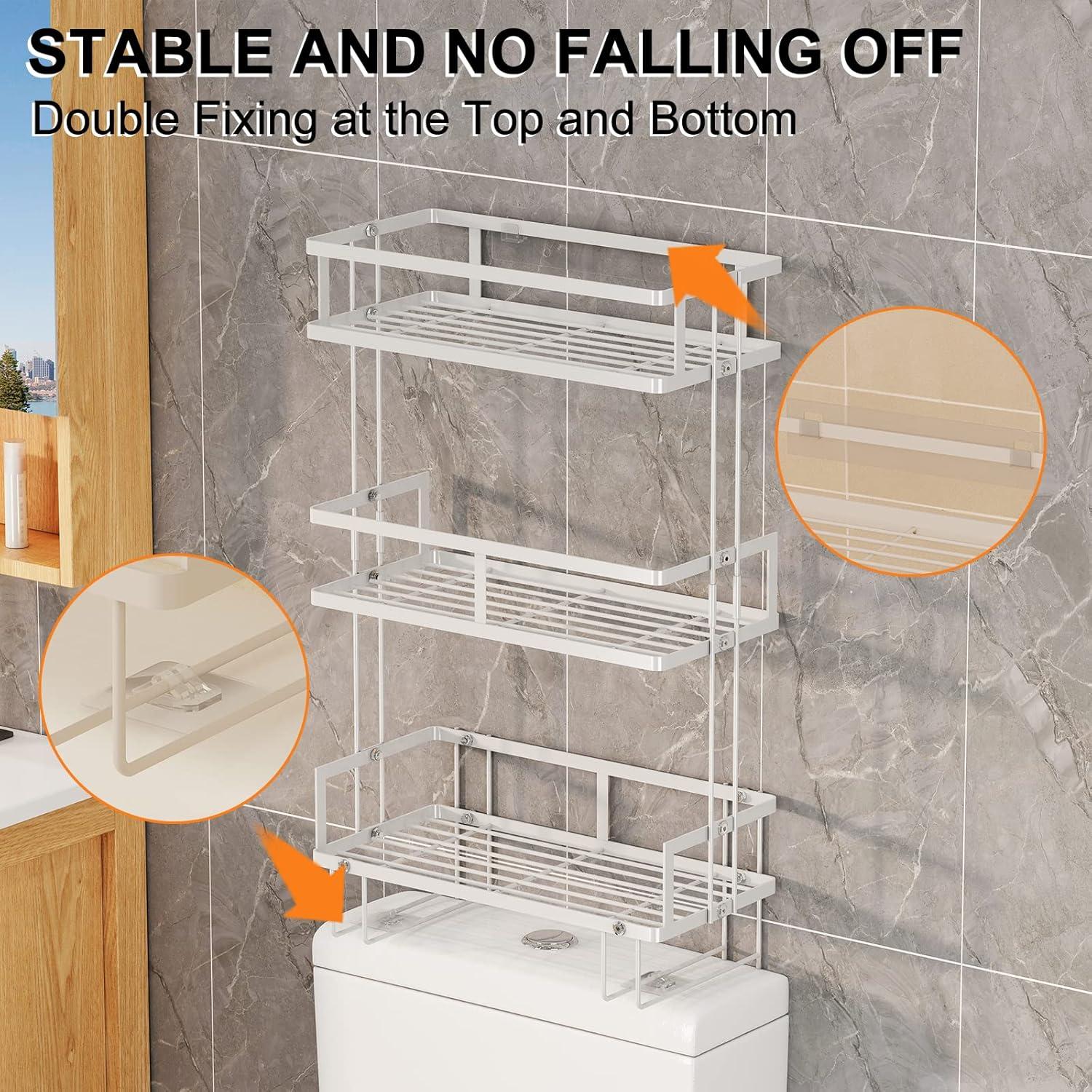 White Matte Metal 3-Tier Over-the-Toilet Storage Rack