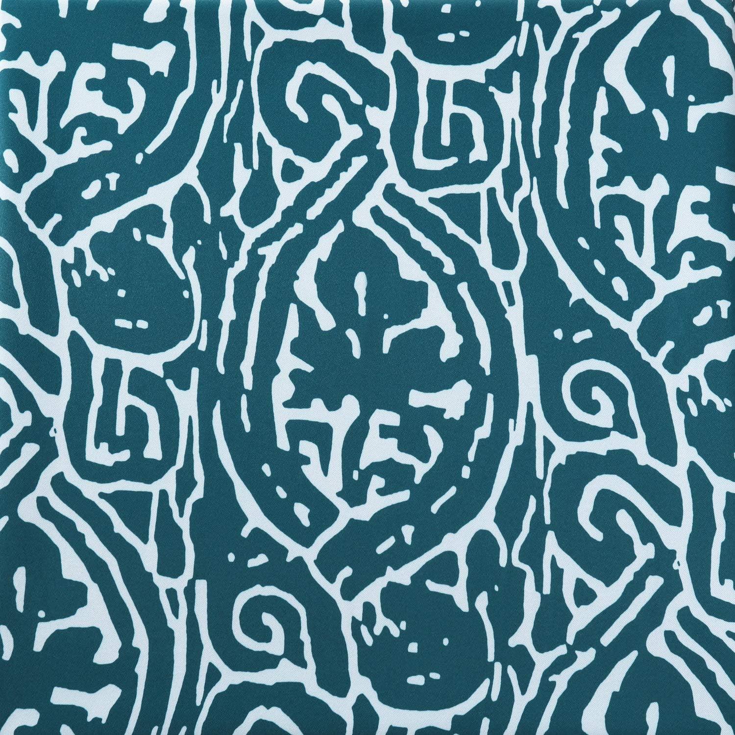 Teal and White Abstract Blackout Polyester Curtain Panel