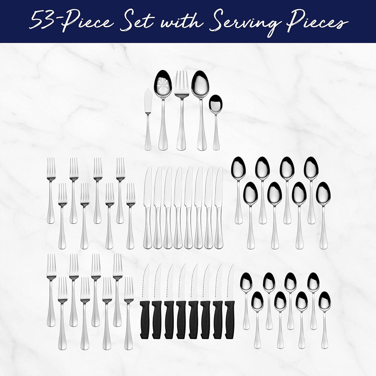 Everyday Simplicity 53-Piece Stainless Steel Flatware Set, Service for 8