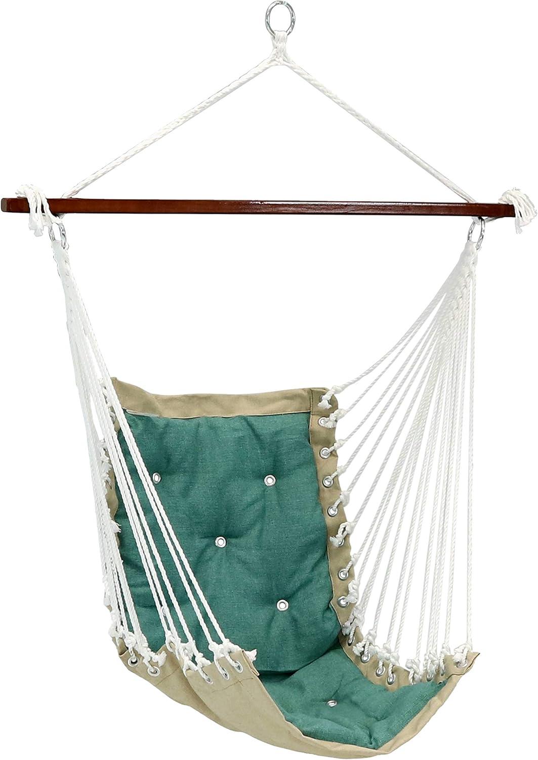 Sunnydaze Large Tufted Victorian Hammock Chair Swing for Backyard and Patio - 300 lb Weight Capacity