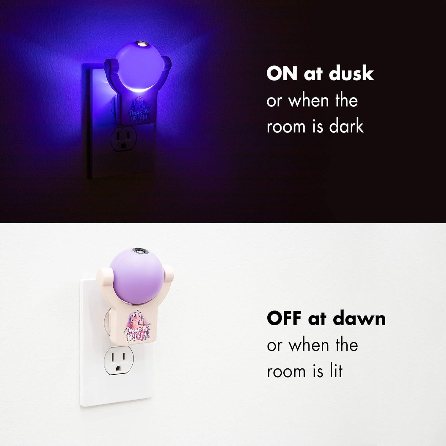 Projectables Disney Princess LED Night Light Plug-in, Dusk-to-Dawn, Ariel, Belle, and Jasmine on Ceiling, Floor, or Wall, Ideal for Girls Room, Nursery, Playroom, Bathroom, Bedroom, 13230, 1-Image