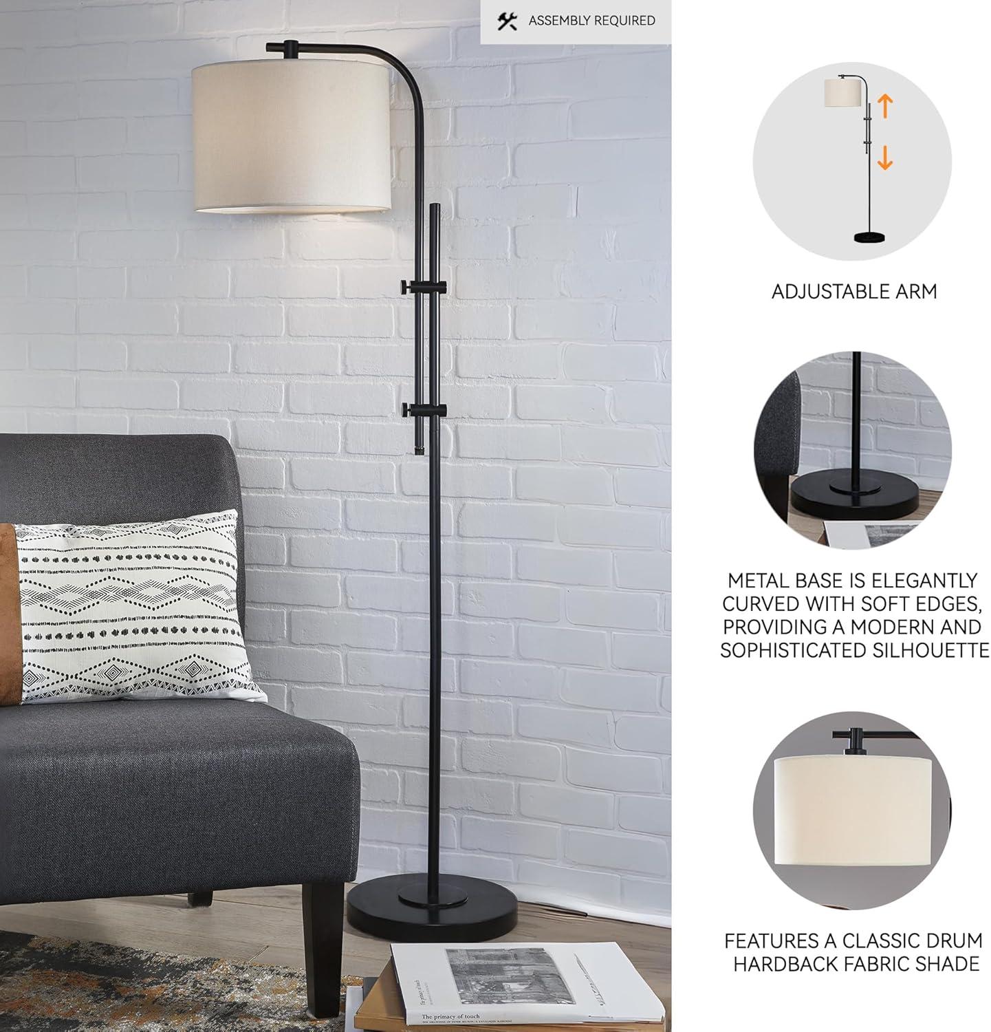 Baronvale Metal Floor Lamp Brass - Signature Design by Ashley: Adjustable Arm, UL Listed, 100W, Modern Style