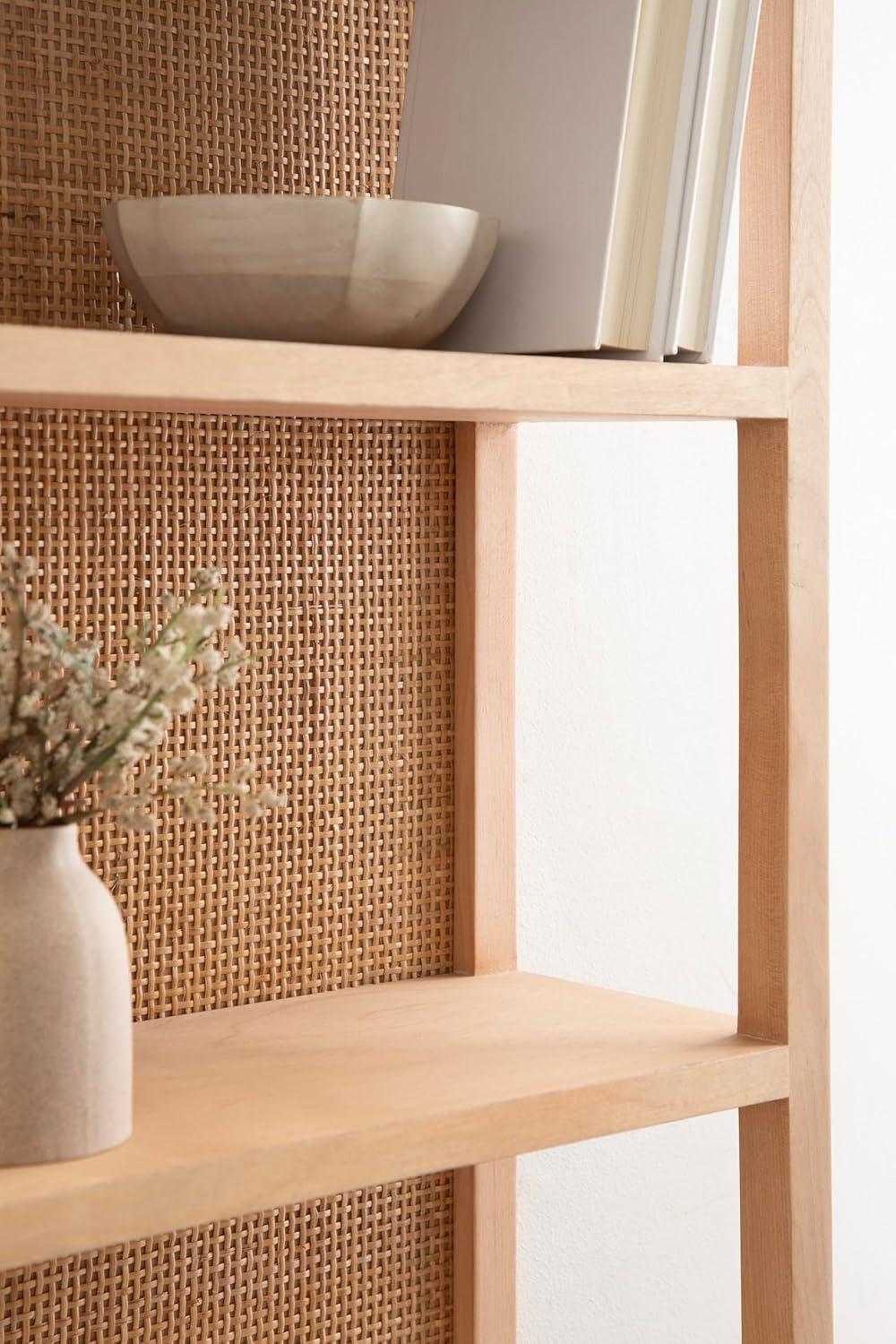 Kate & Laurel All Things Decor 30" Ori Rattan/Wood Wall Shelf Natural