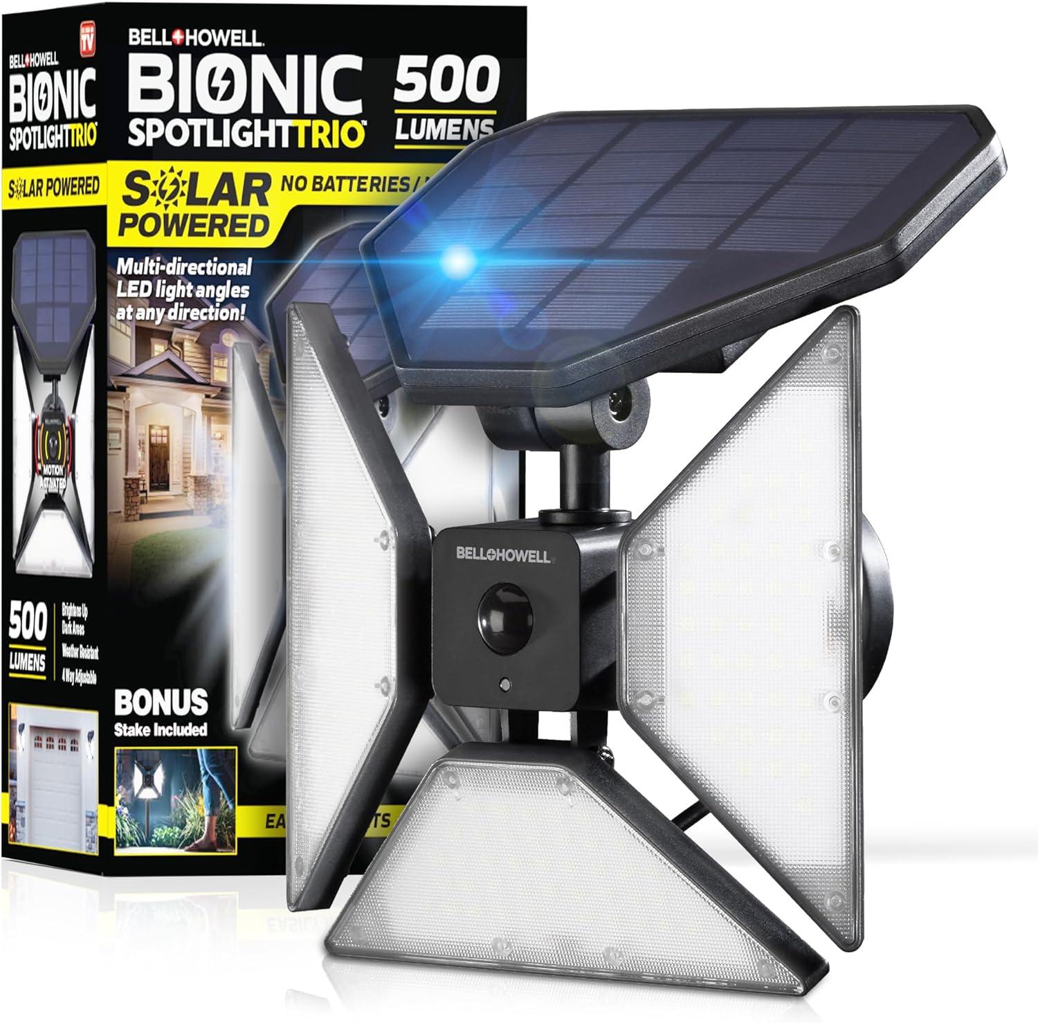 Bell+Howell Bionic Spotlight Trio with Motion Sensor, Super Bright Landscape Spotlight for Outdoors