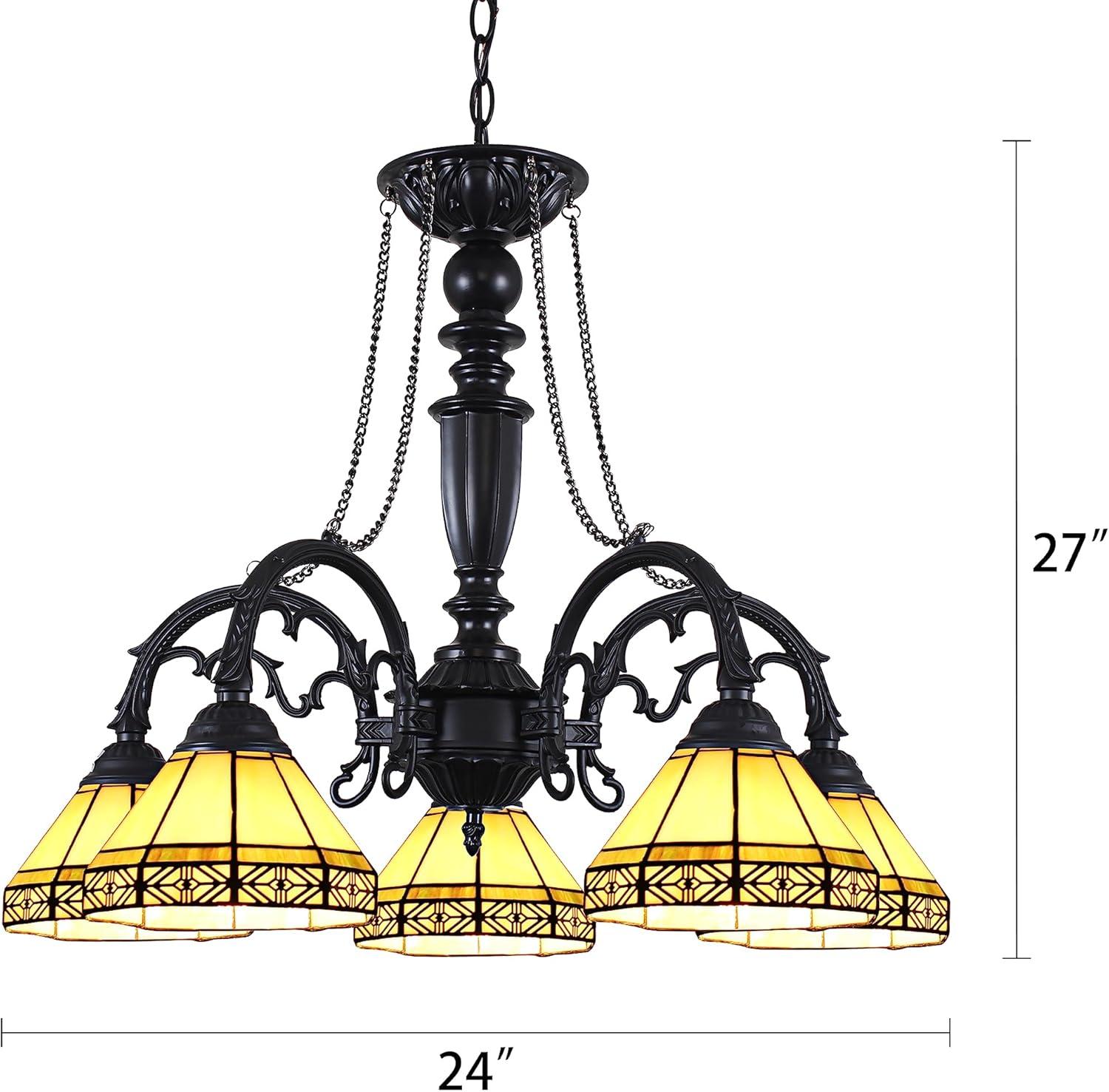 Chloe Lighting Belle Tiffany-Style 5 Light Mission Large Chandelier 27" Wide