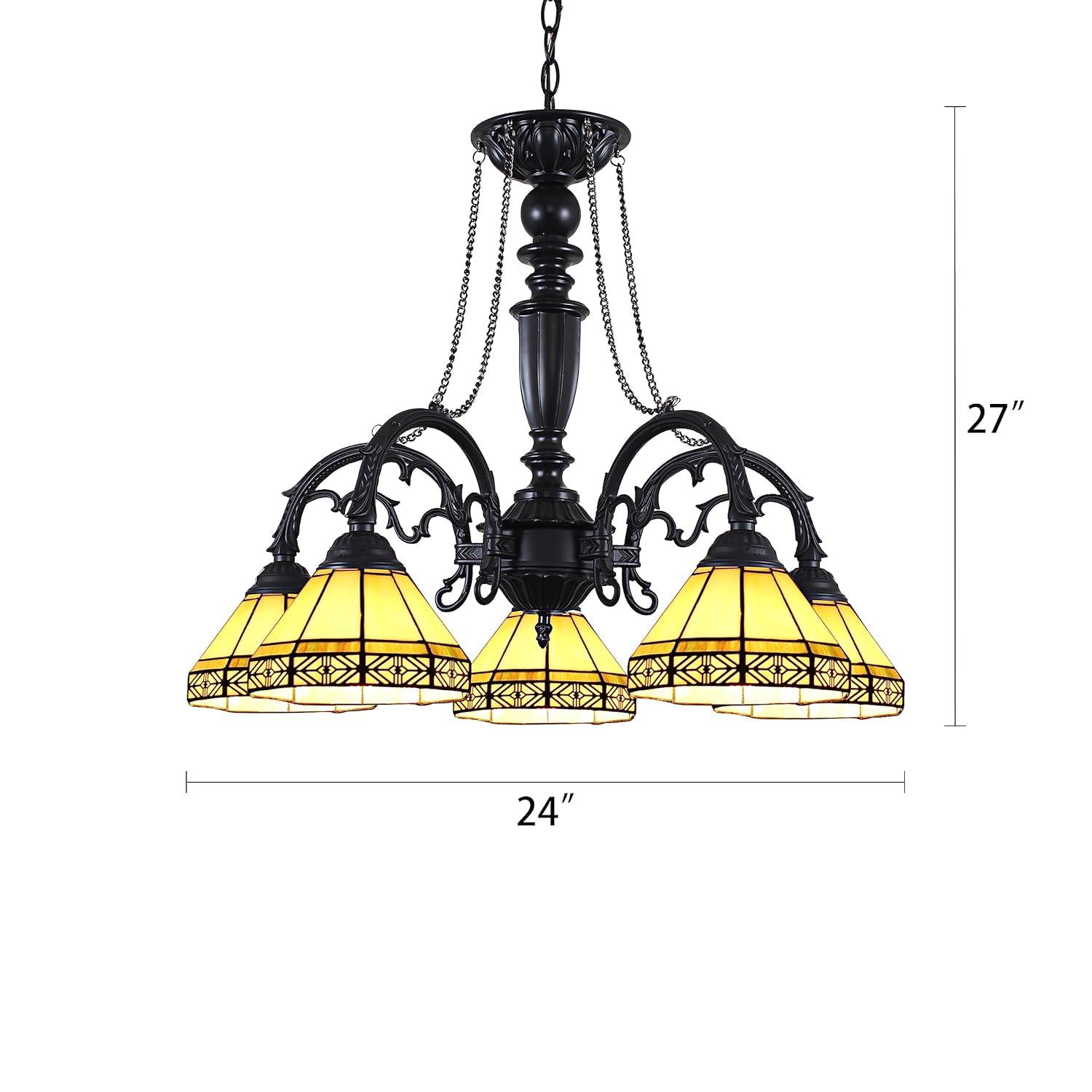 Chloe Lighting Belle Tiffany-Style 5 Light Mission Large Chandelier 27" Wide