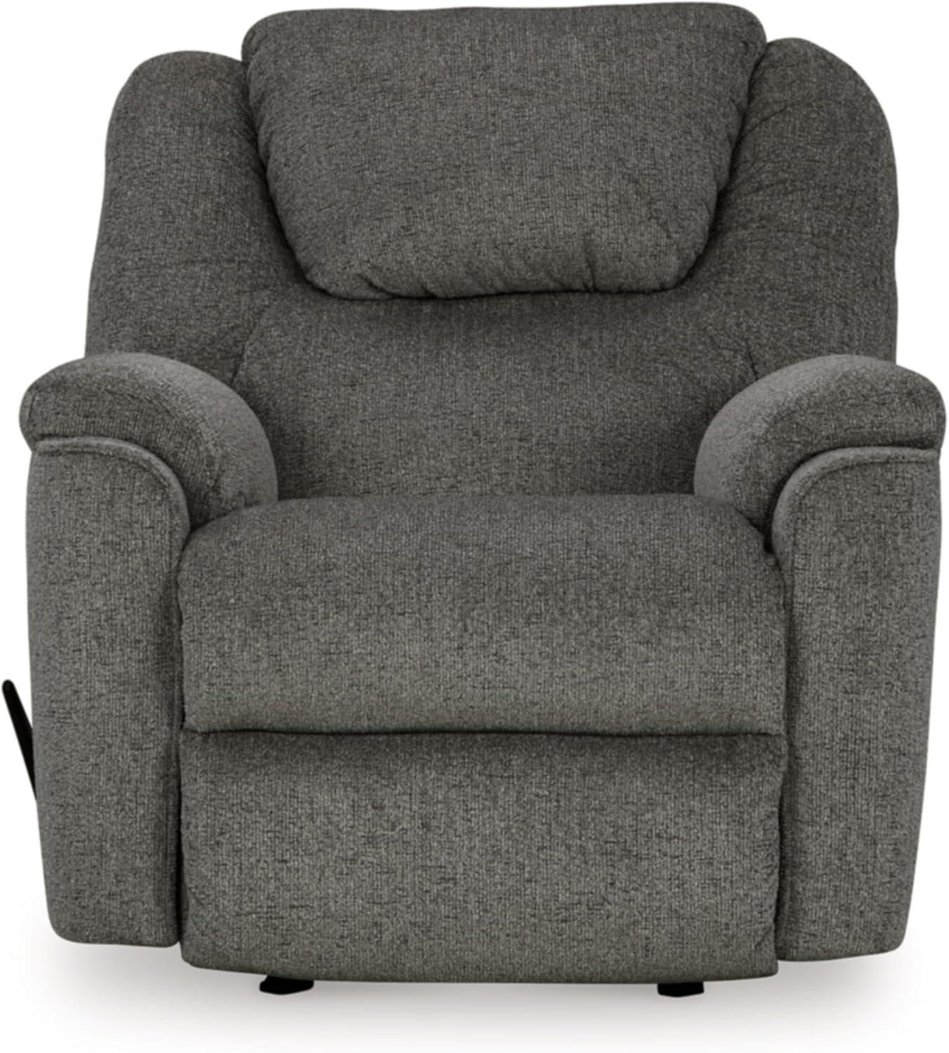 Gray Contemporary Metal Frame Recliner with Pillow Top Arms