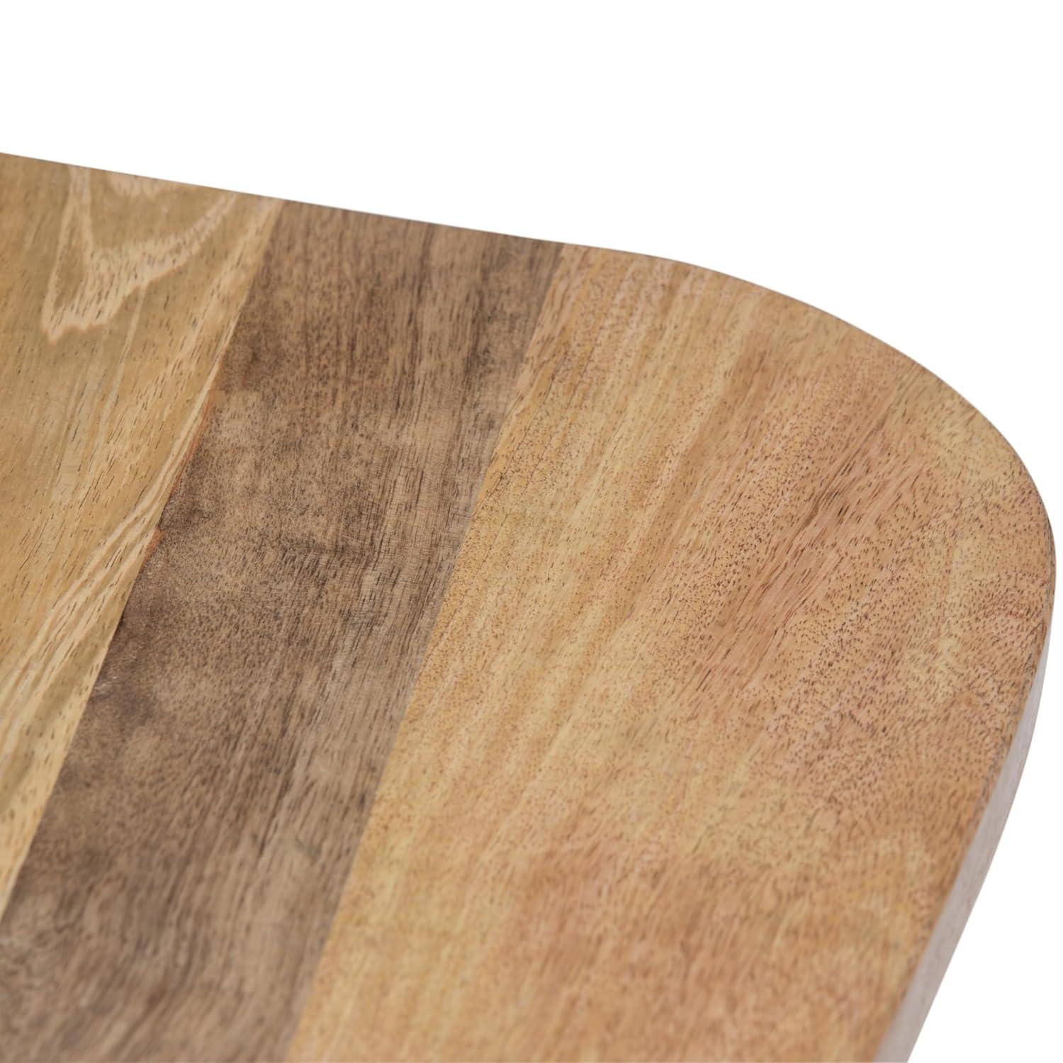 Simpli Home Patrice Solid Mango Wood Mid-Century Modern End Table with Unique Shaped Top and Hairpin Legs