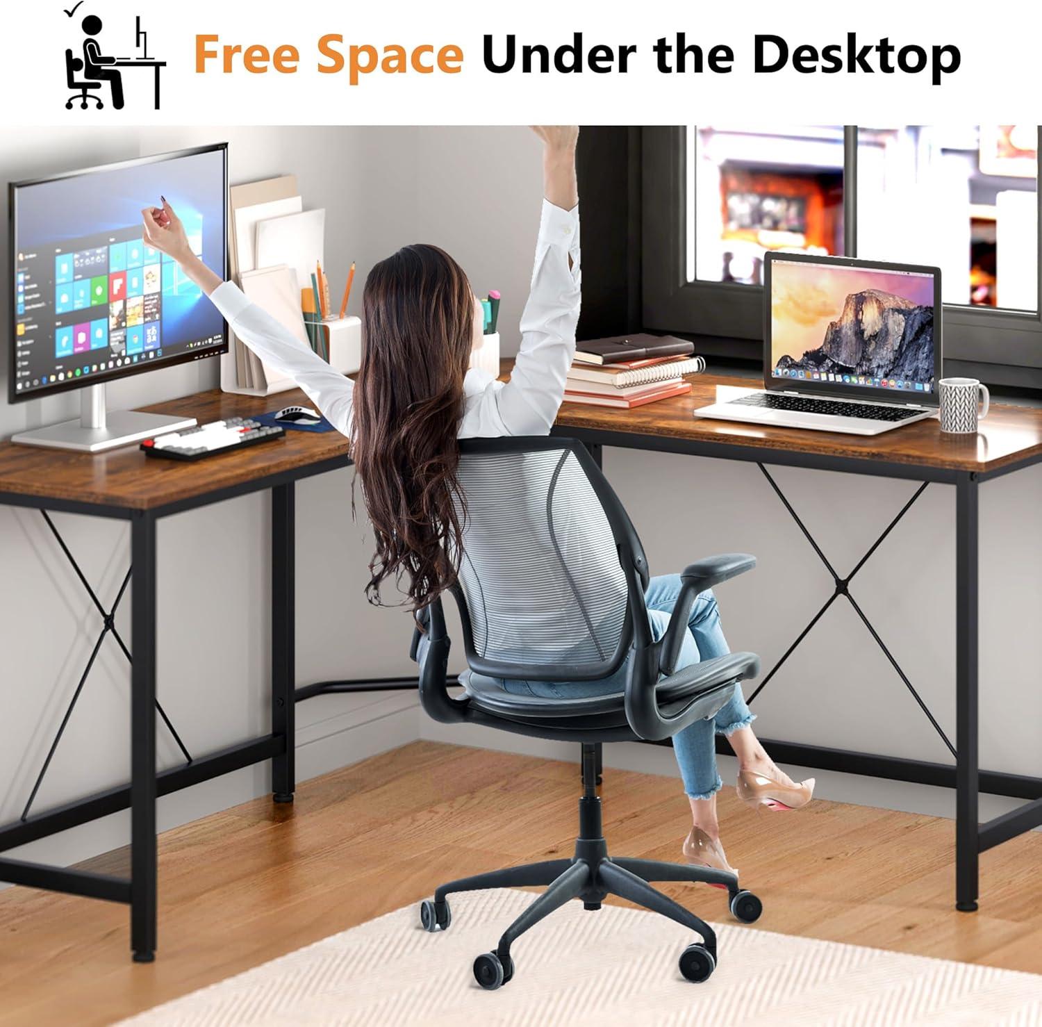 soges L Shaped Desk, 59inch L Desk Computer Corner Desk, Gaming Desk, Home Office Writing Desk, Space-Saving Workstation Desk, Rustic Brown