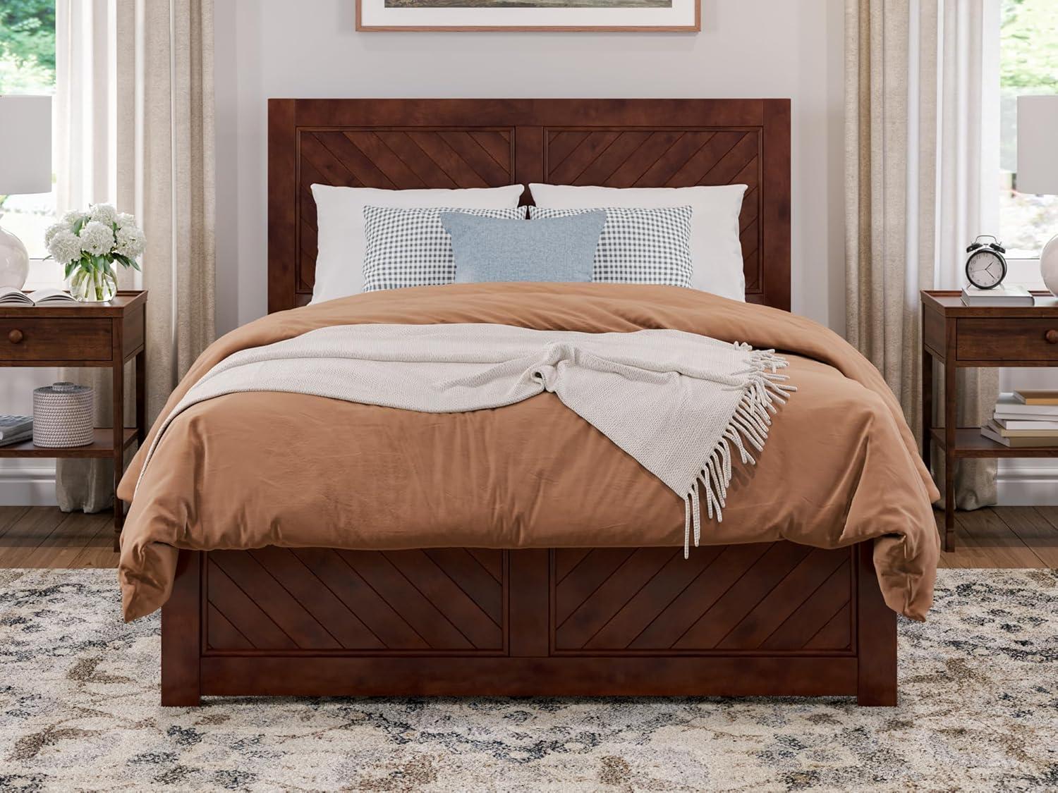 AFI Canyon Walnut Solid Wood Platform Bed with Matching Footboard, King