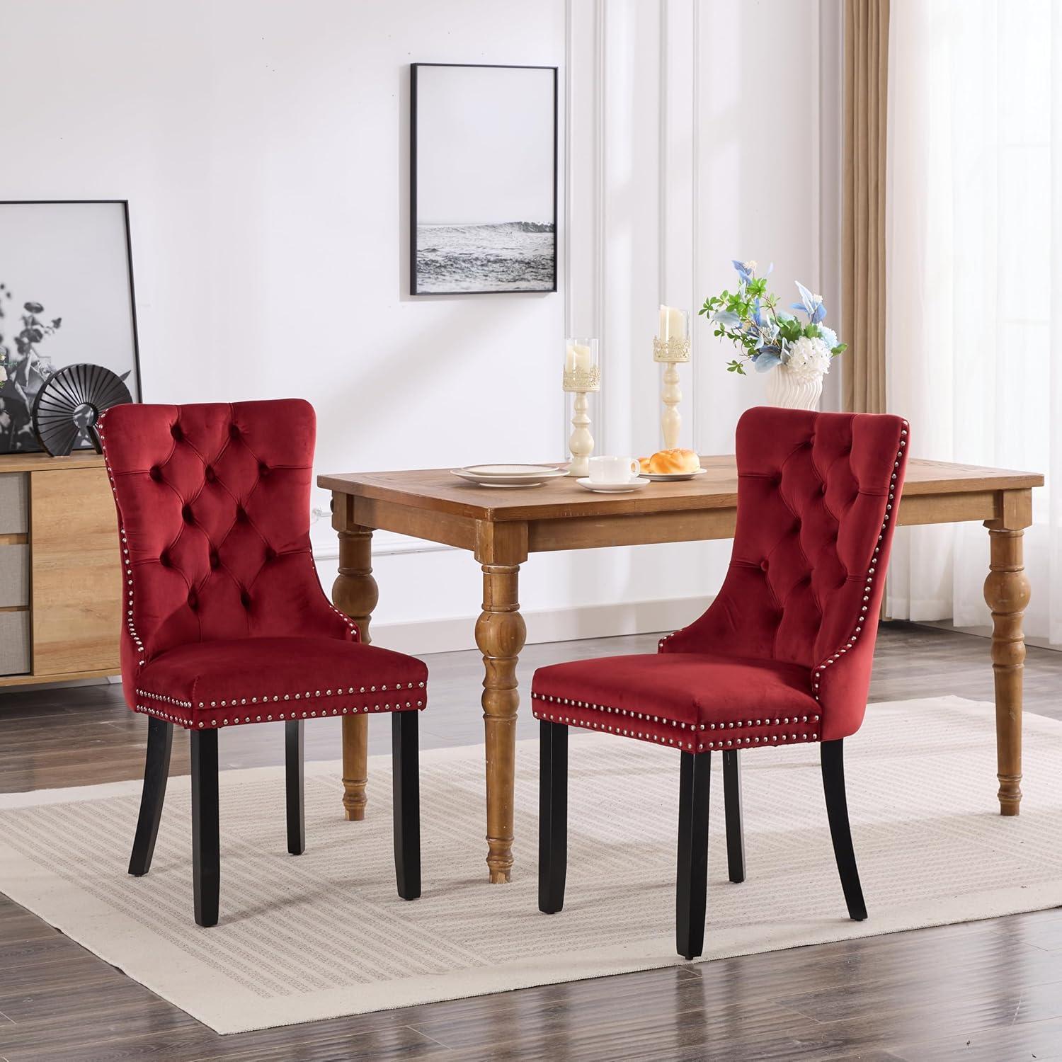 Rosdorf Park Allena Tufted Velvet/Linen Wing Back Parsons Chair (Set of 2)