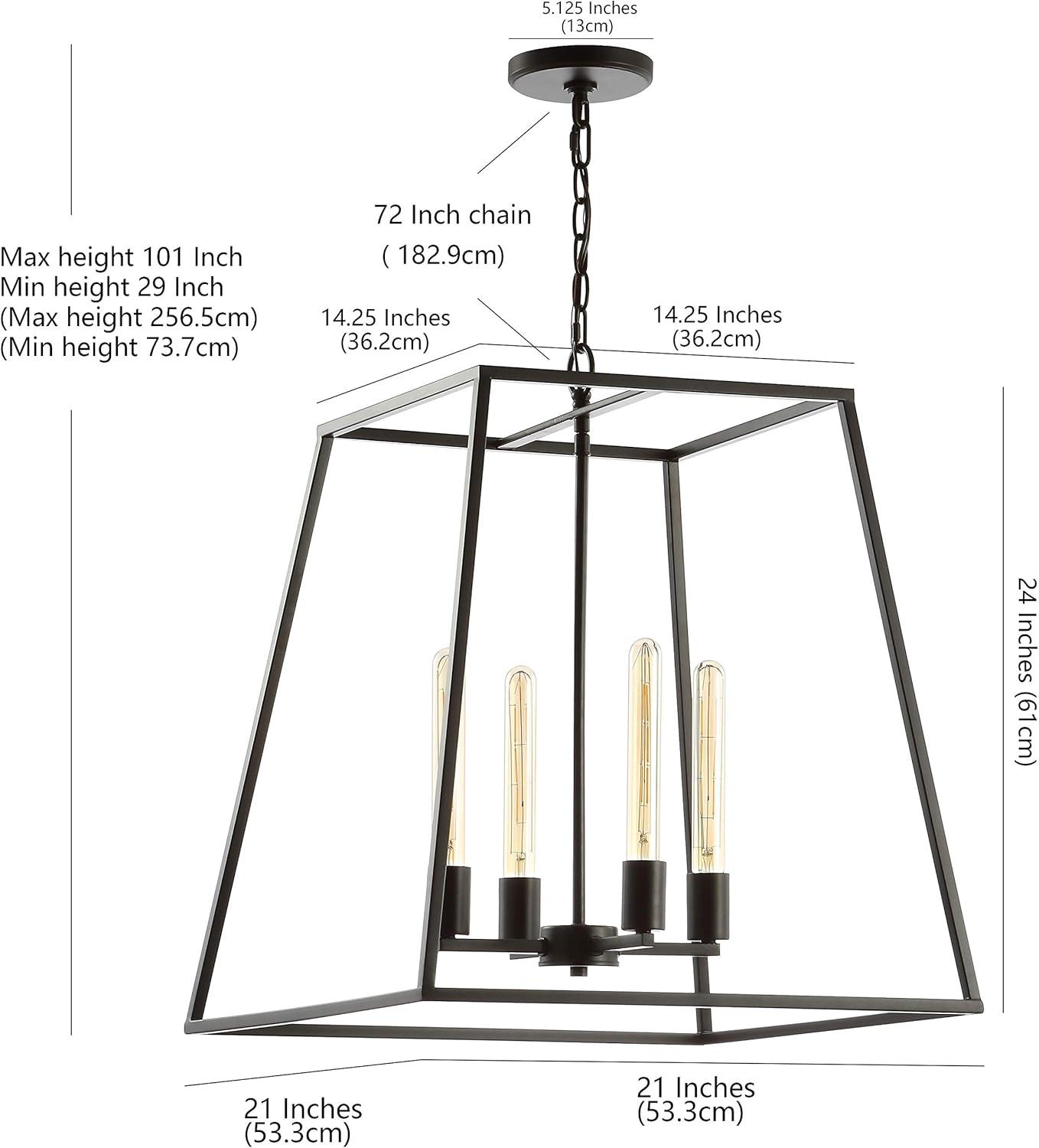 Hutson 4-Light 21" Iron Modern Angled LED Chandelier, Black