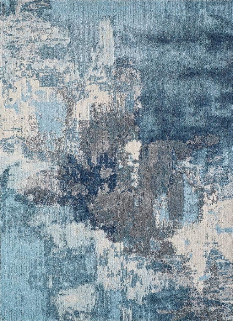 Modern Abstract Blue 2x3 Synthetic Area Rug