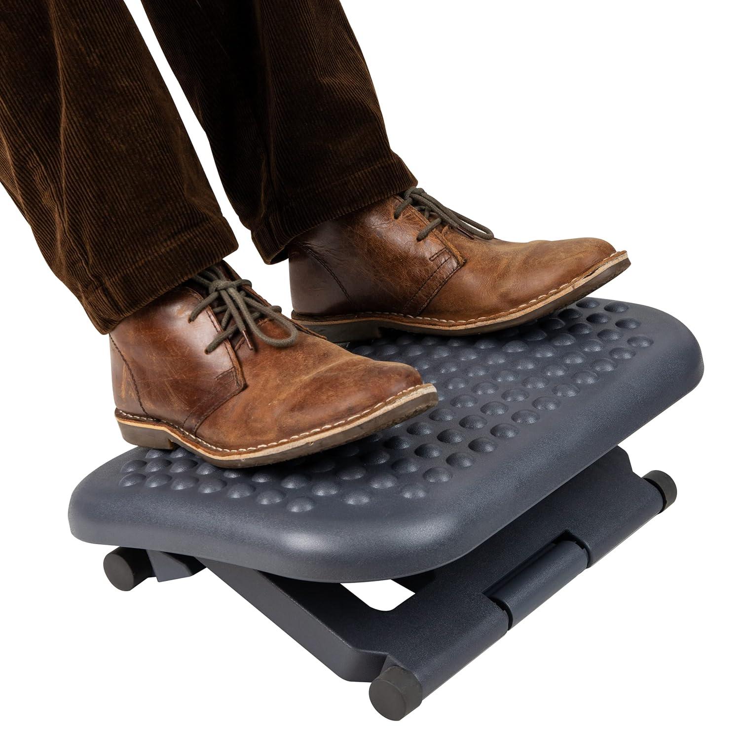 Mind Reader Foot Rest, Under Desk at Work, Ergonomic, Height Adjustable, Office, Plastic, 17.5"L x 13.5"W x 3.5"H