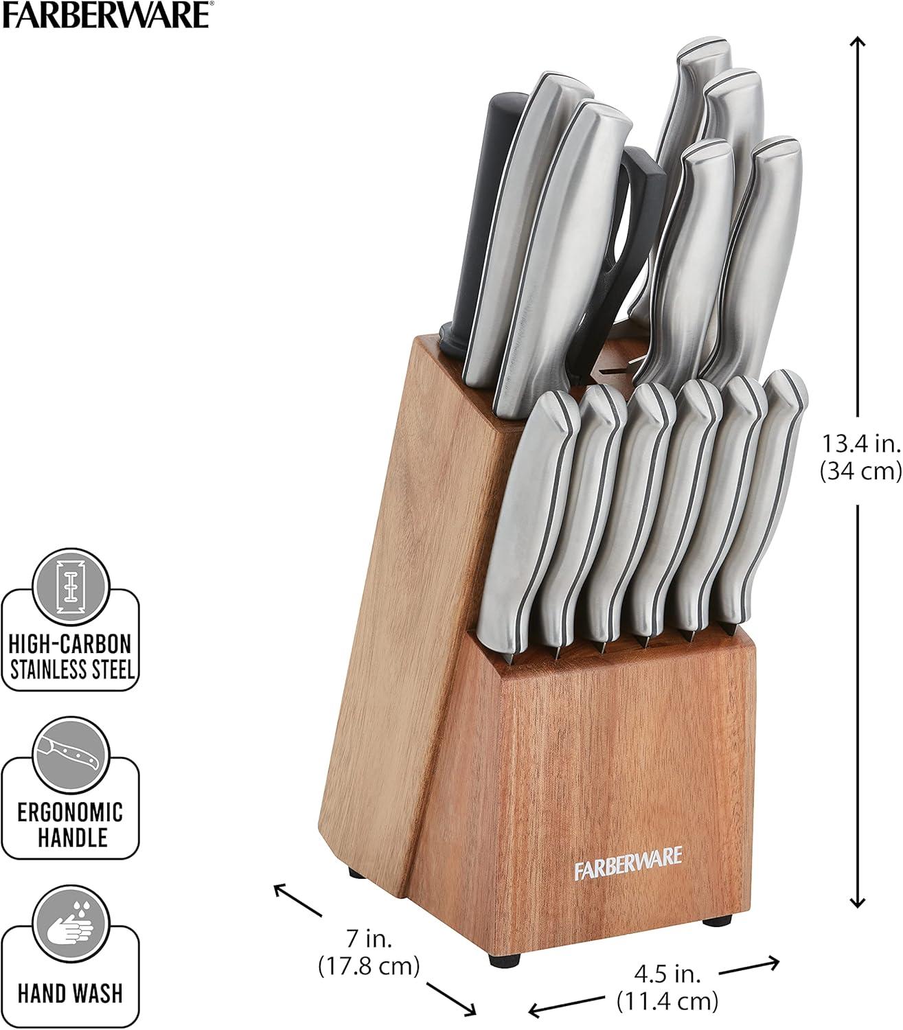 15-Piece High Carbon Stainless Steel Knife Block Set