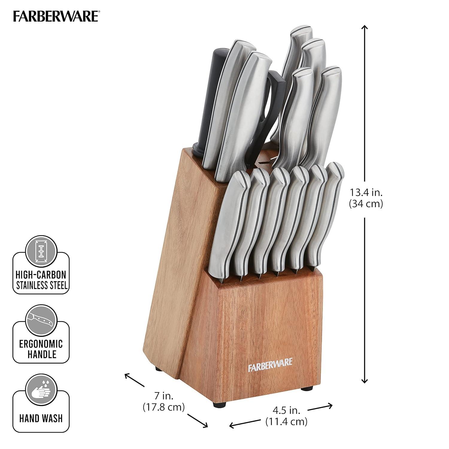 Farberware Farberware 15-Piece High Carbon Stainless Steel Knife Block Set