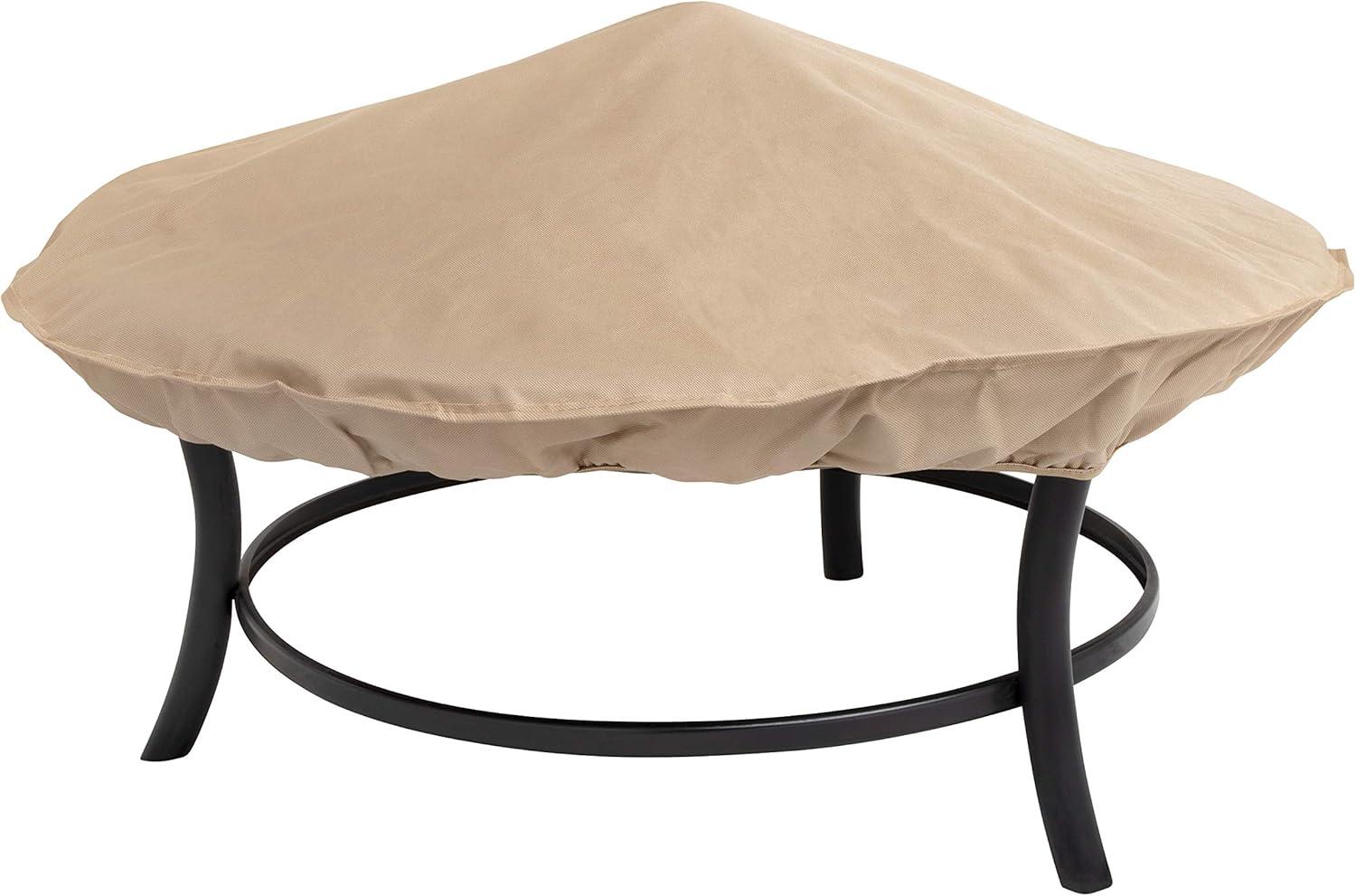 Beige Water-Resistant Outdoor Patio Fire Pit Cover