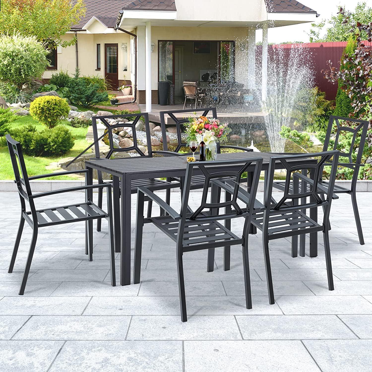 AECOJOY Aluminum 7 Piece Patio  Set w/  Rectangular Table and Chairs