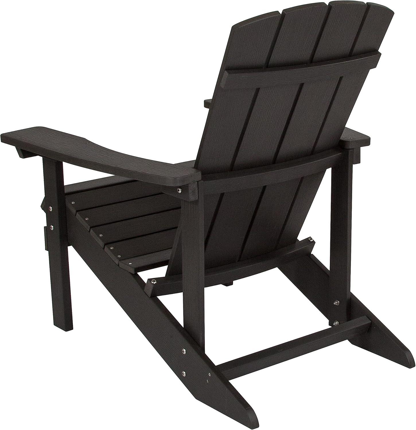 Flash Furniture Charlestown All-Weather Poly Resin Wood Adirondack Chair in Slate Gray