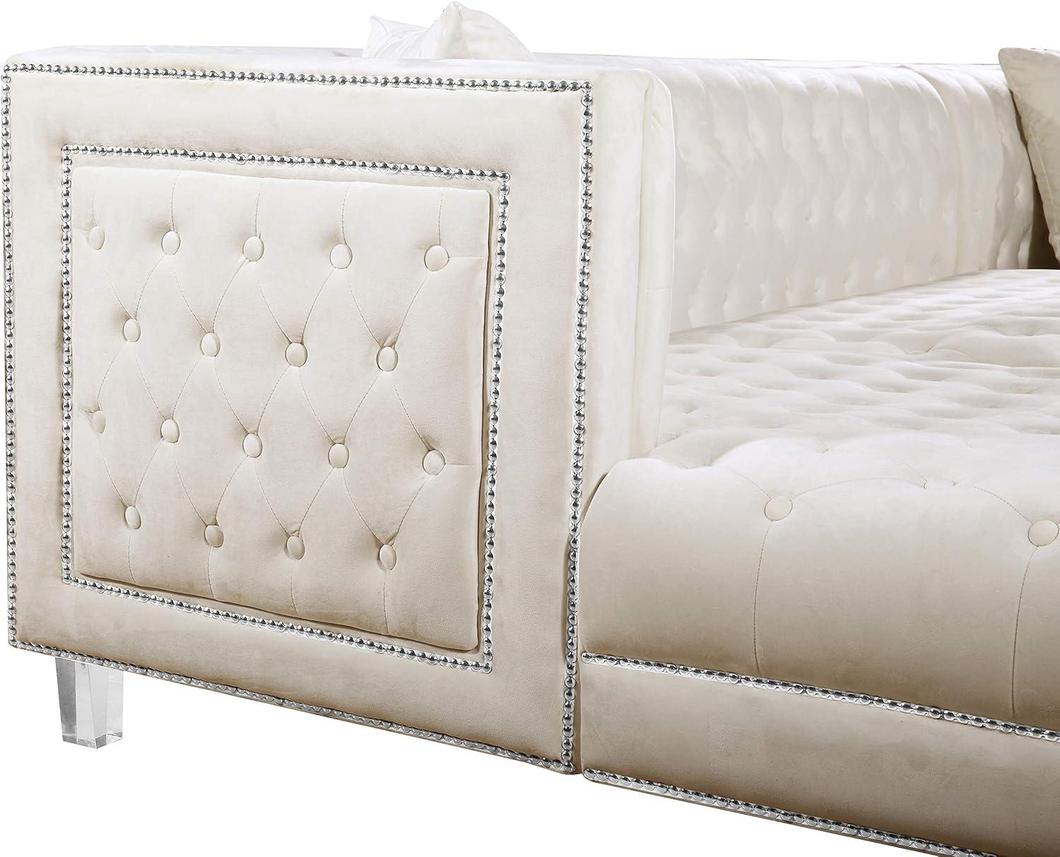 Meridian Furniture Moda 3pc Velvet Sectional in Cream