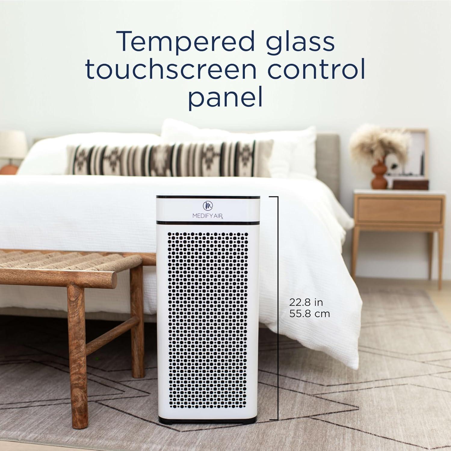 Medify Air White MA-50 Air Purifier with HEPA Filters I Smoke Dust Pet Odors I 3 in 1 with Pre-filter HEPA H13 & Activated Carbon I Removal of 0.1 to 0.3 microns I 1,793 Sq ft Coverage I 1-Pack