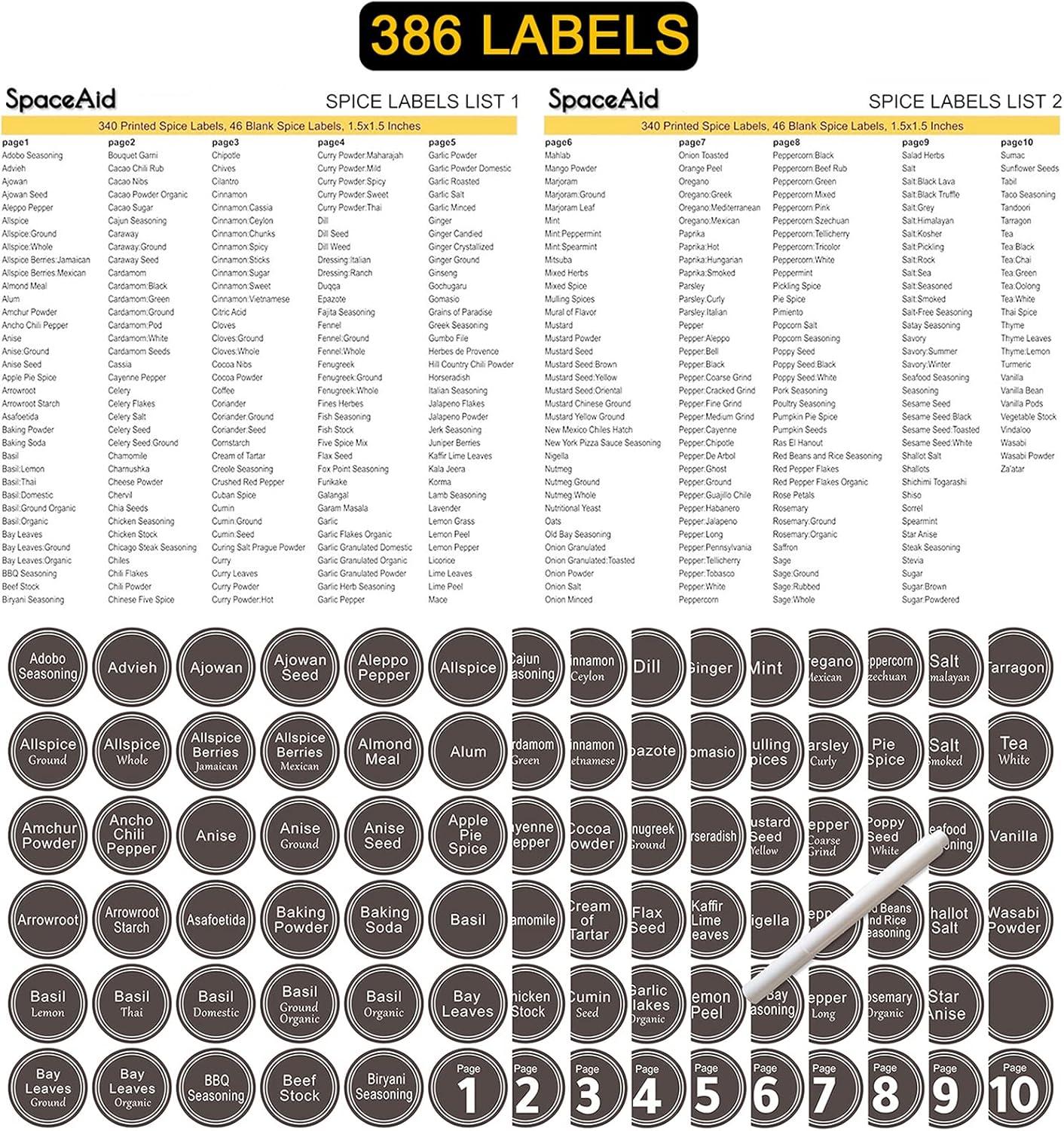 SpaceAid 24-Piece Spice Jar Set with Bamboo Lids and Labels, Empty 4oz Glass Bottles, Minimalist Farmhouse Style Stickers, Funnel, and Seasoning Containers for Spice Racks, Cabinets, and Drawers