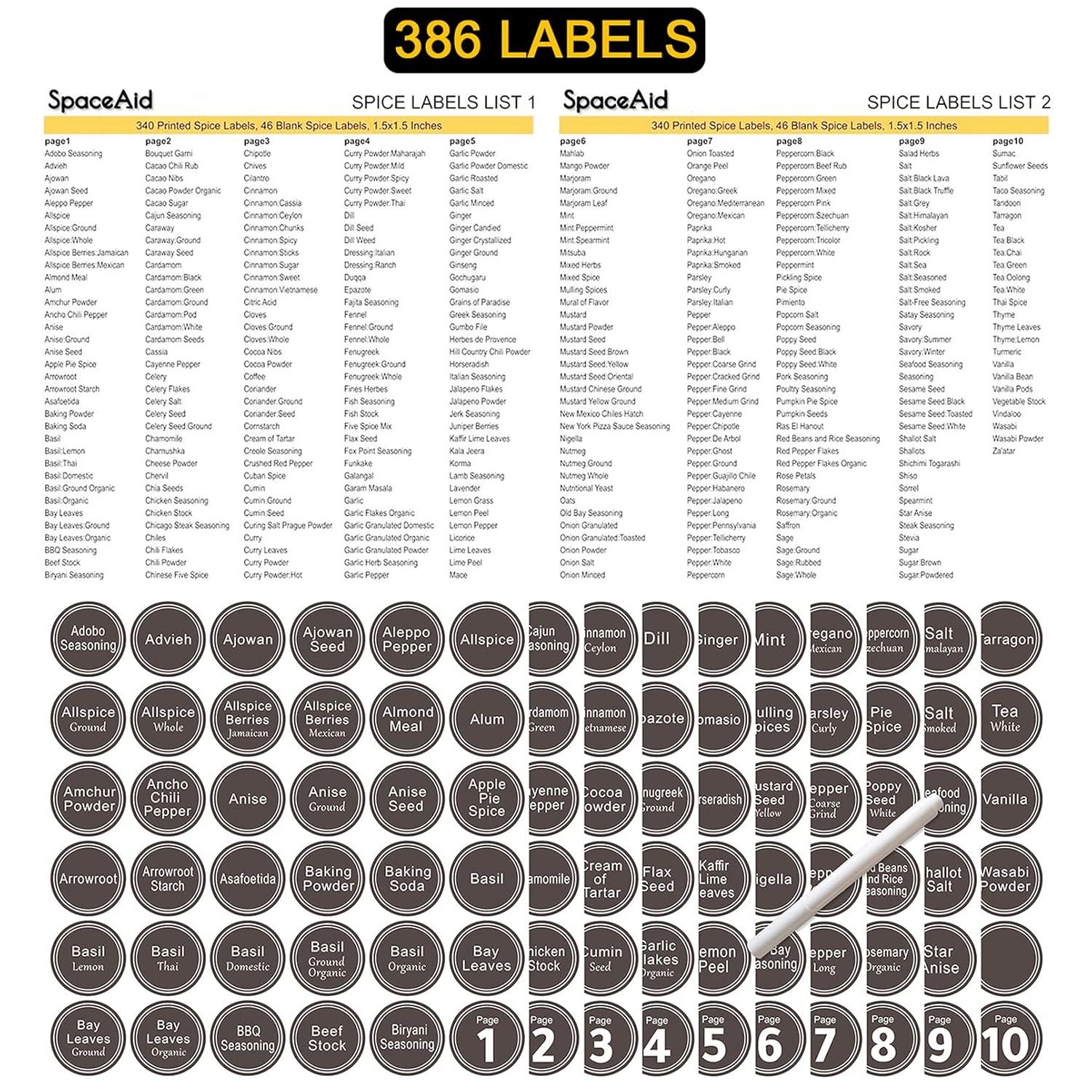 SpaceAid 24-Piece Spice Jar Set with Bamboo Lids and Labels, Empty 4oz Glass Bottles, Minimalist Farmhouse Style Stickers, Funnel, and Seasoning Containers for Spice Racks, Cabinets, and Drawers