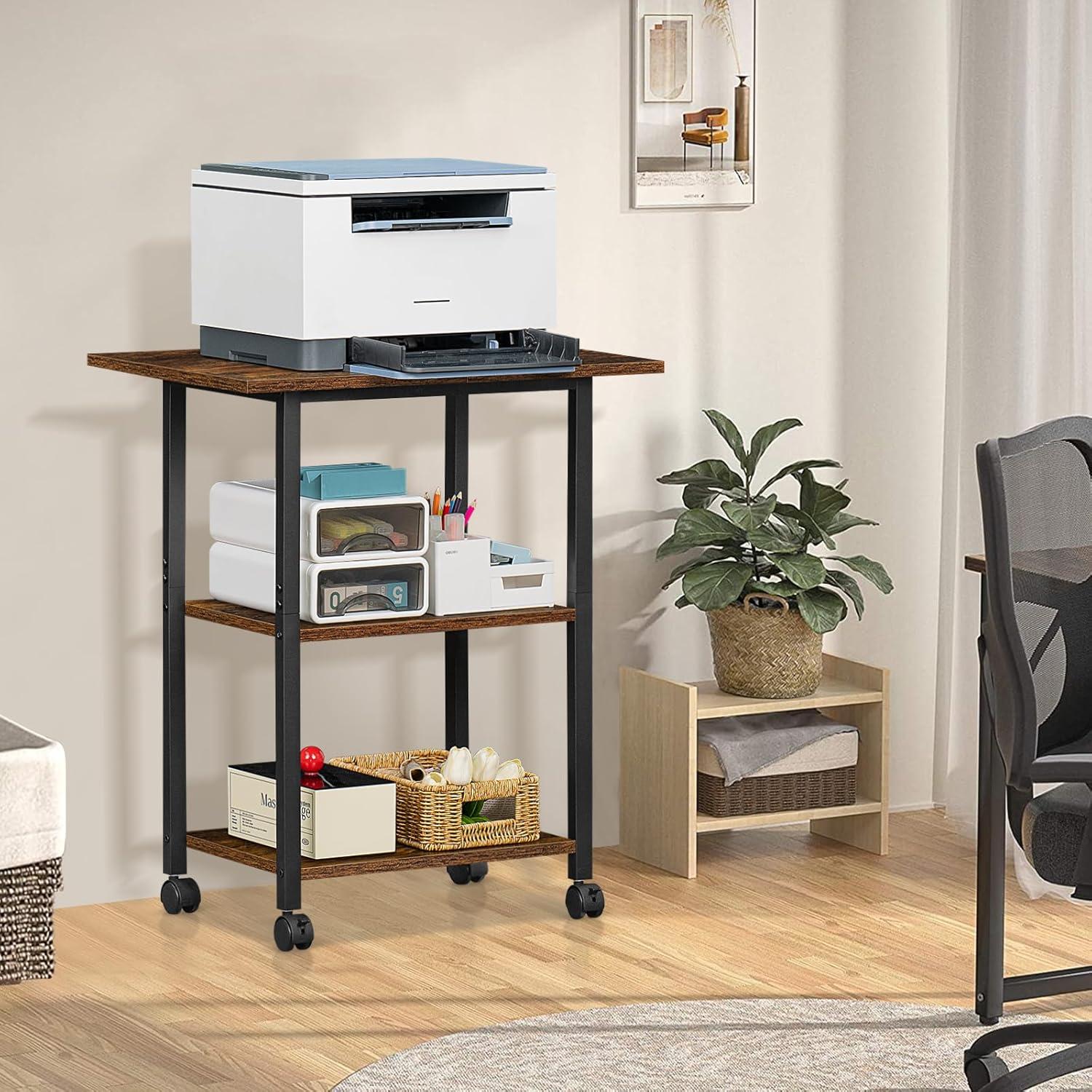 HOOBRO 25.2'' H X 16.5'' W X 11'' D Mobile Printer Stand with Adjustable Shelf