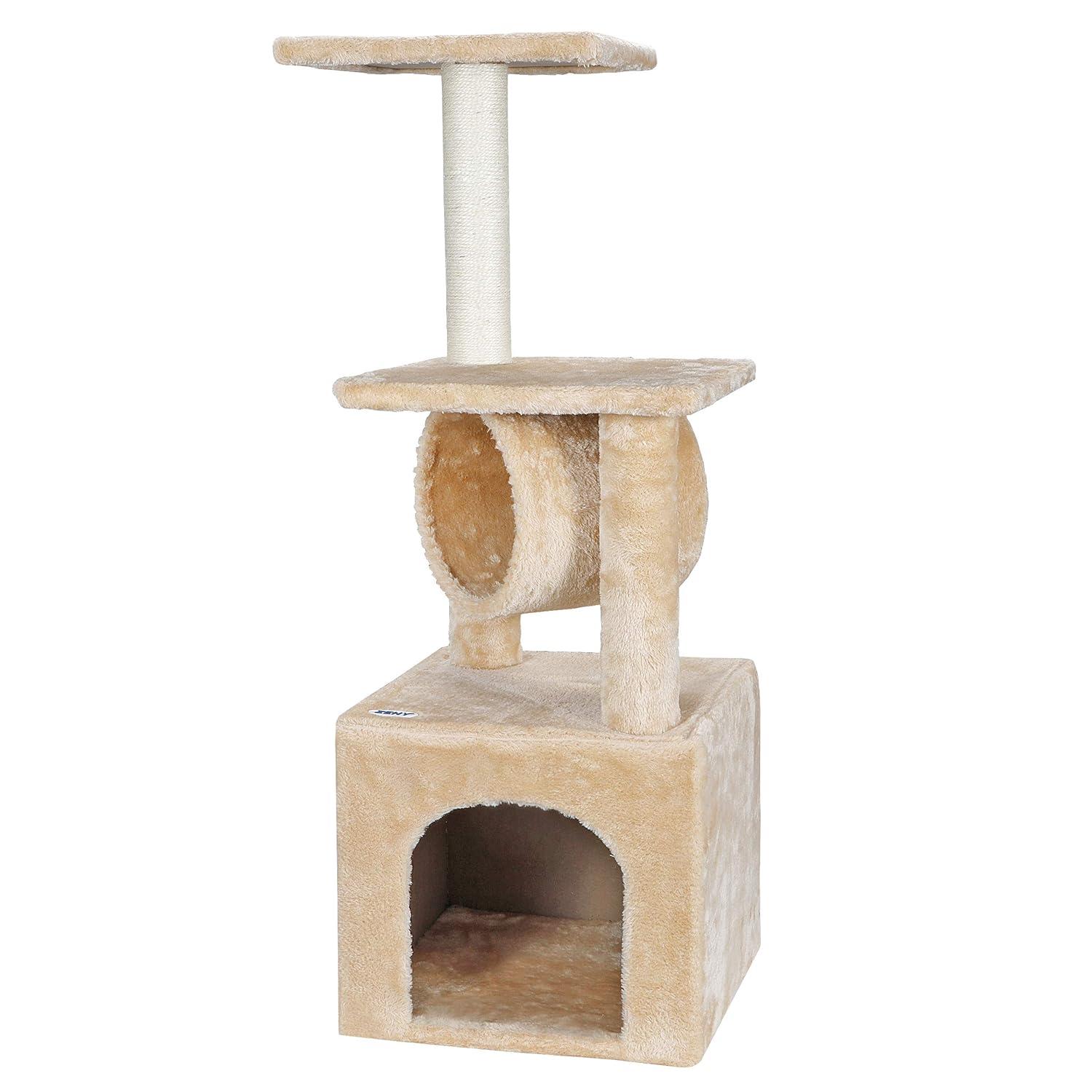 ZENY 36-in Cat Tree & Condo Scratching Post Tower, Beige