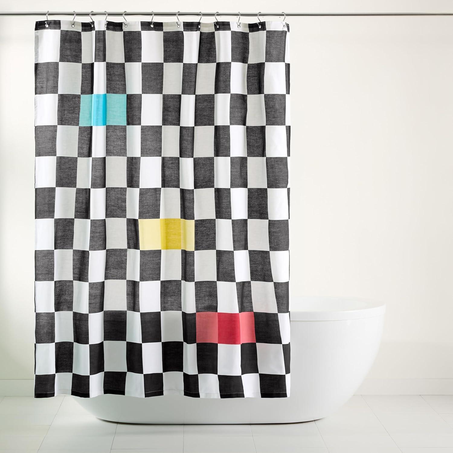 Town & Country Living Town & Country Play Betty Bold Checkerboard Fabric Shower Curtain 70"X72"