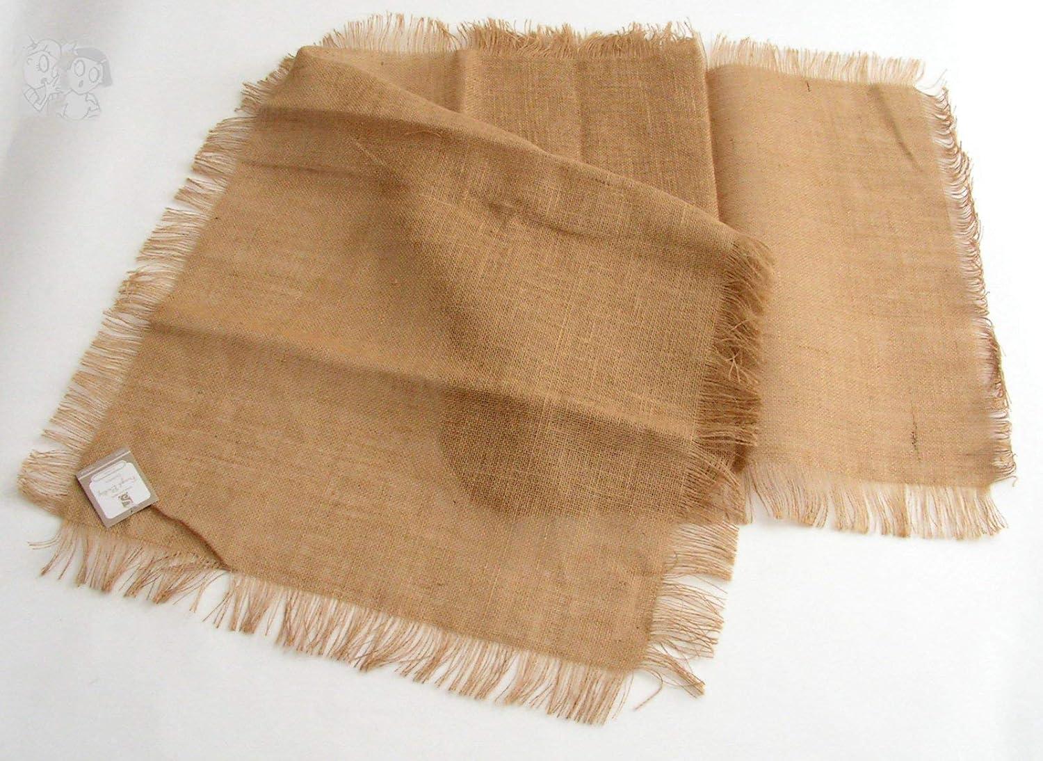 Natural Fringed Jute Table Runner 20"x70" with Woven Texture