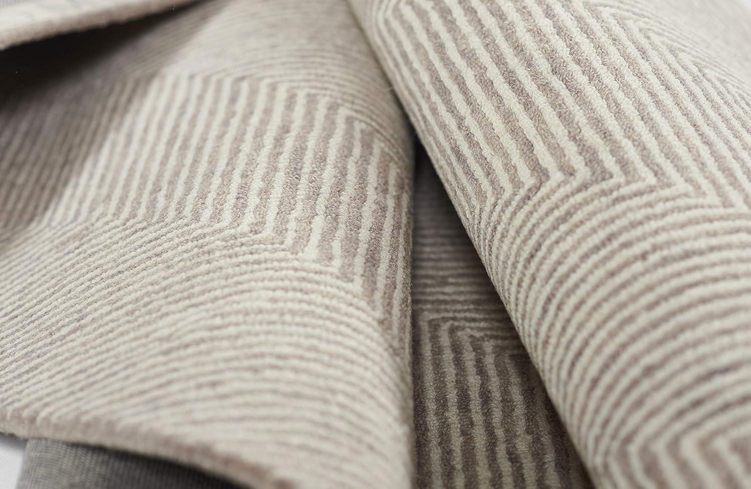 Wheaton Chevron Handmade Tufted Wool Taupe Area Rug
