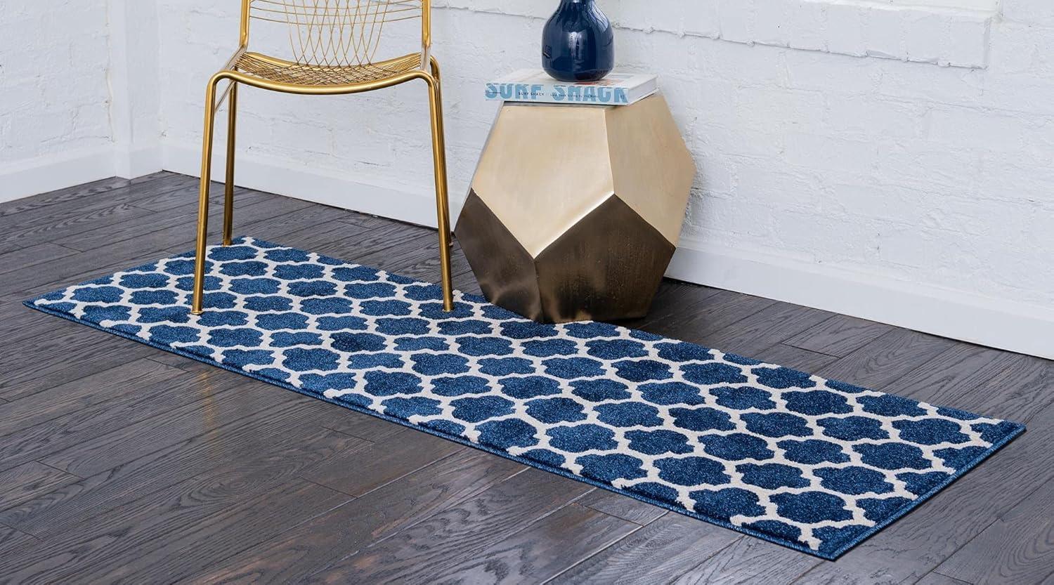 Unique Loom 2' 7 x 16' 5 Trellis Philadelphia Dark Blue Area Rug