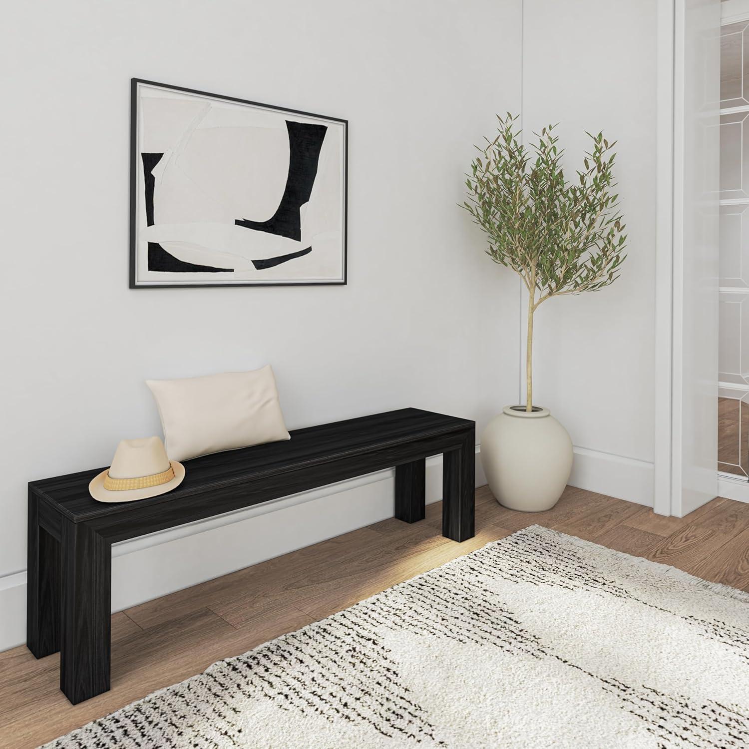 Plank+Beam 60" Modern Wood Dining Bench, Solid Wood Bench for Dining Table