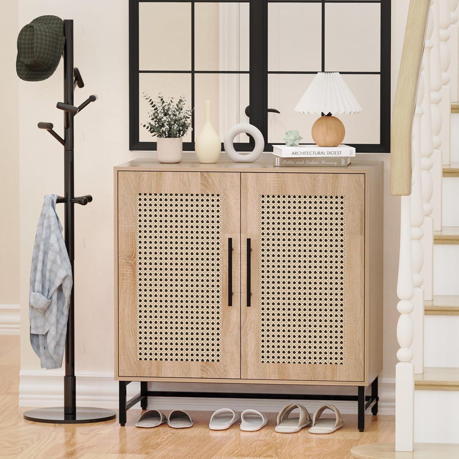 Rattan Cabinet Sideboard Buffet Cabinet, Accent Cabinet for Living Room, Hallway, Dining Room, Entryway