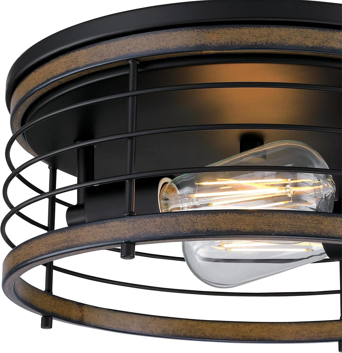 Westinghouse 6125000 Ackton 2 Light 13" Wide Flush Mount Drum Ceiling Fixture - Black