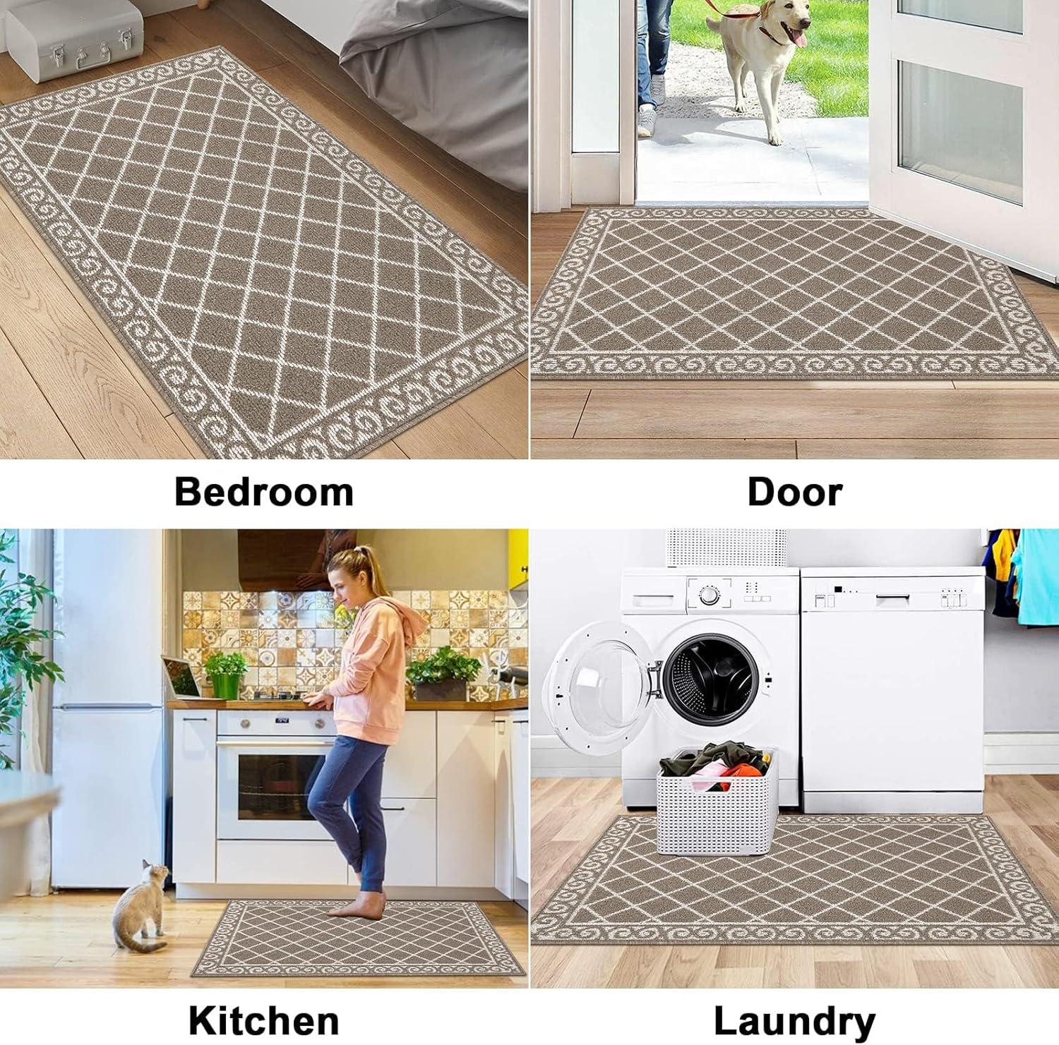 HEBE Indoor Door Mat 32"x48" Non Slip Front Door Welcome Mats Washable Shoe Mats Dirt Trapper for Entryway Low Profile Kitchen Carpet for Entrance Hallways Entrance Mat for Dogs