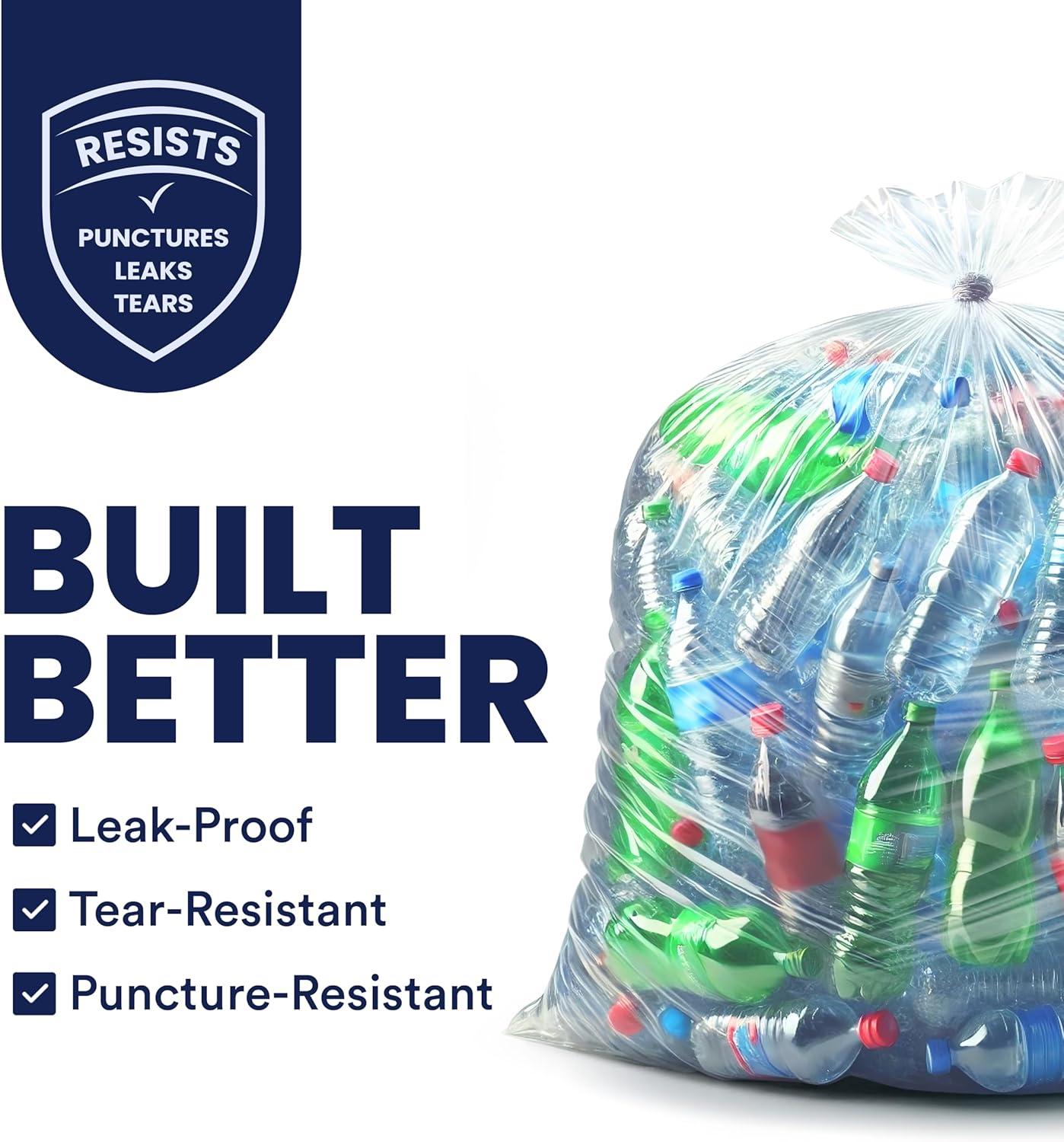 Plasticplace 55-60 Gallon Trash Bags, Clear (50 Count)