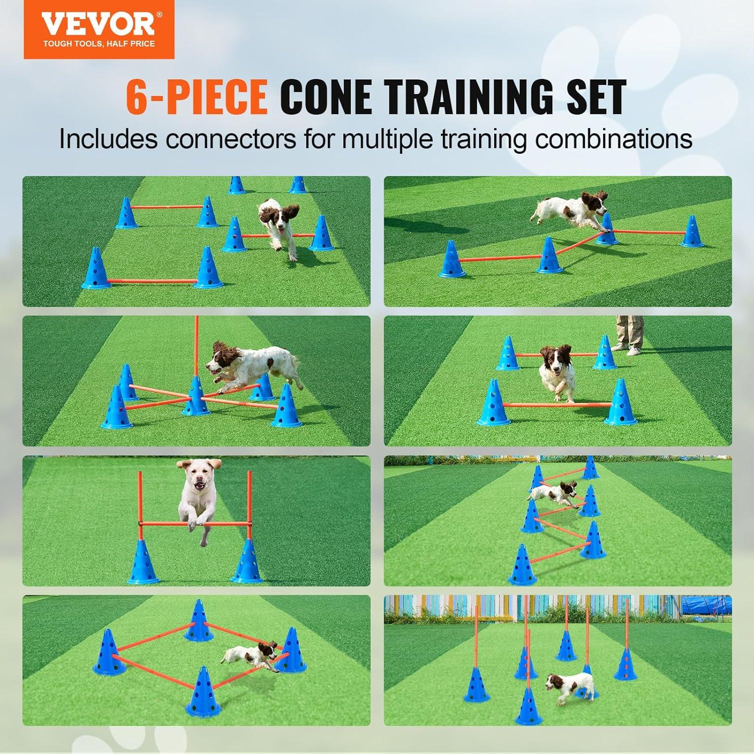 Blue and Orange PVC Dog Agility Hurdle Cone Set