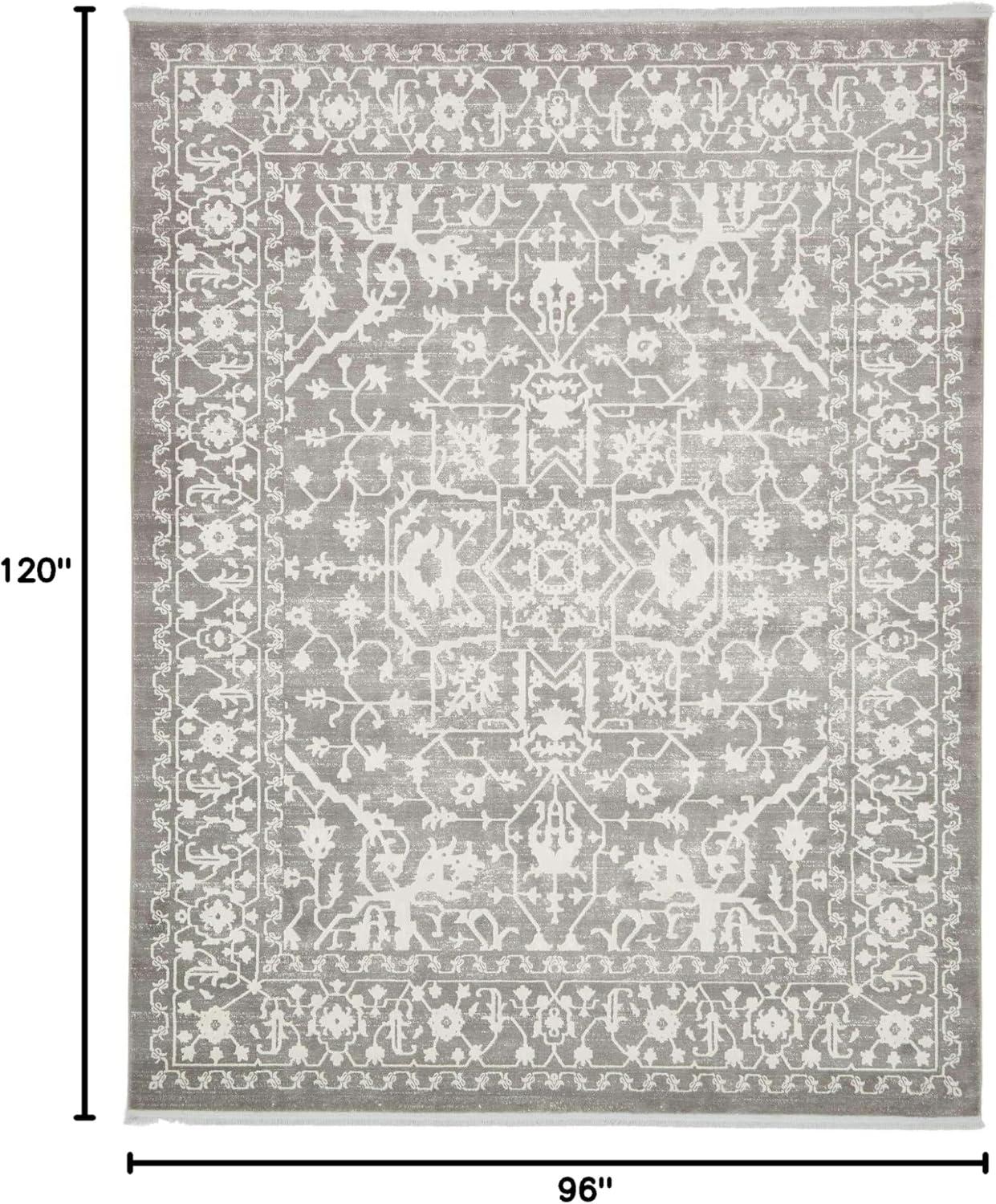 Light Gray Modern Classical 8' x 10' Indoor Abstract Rug