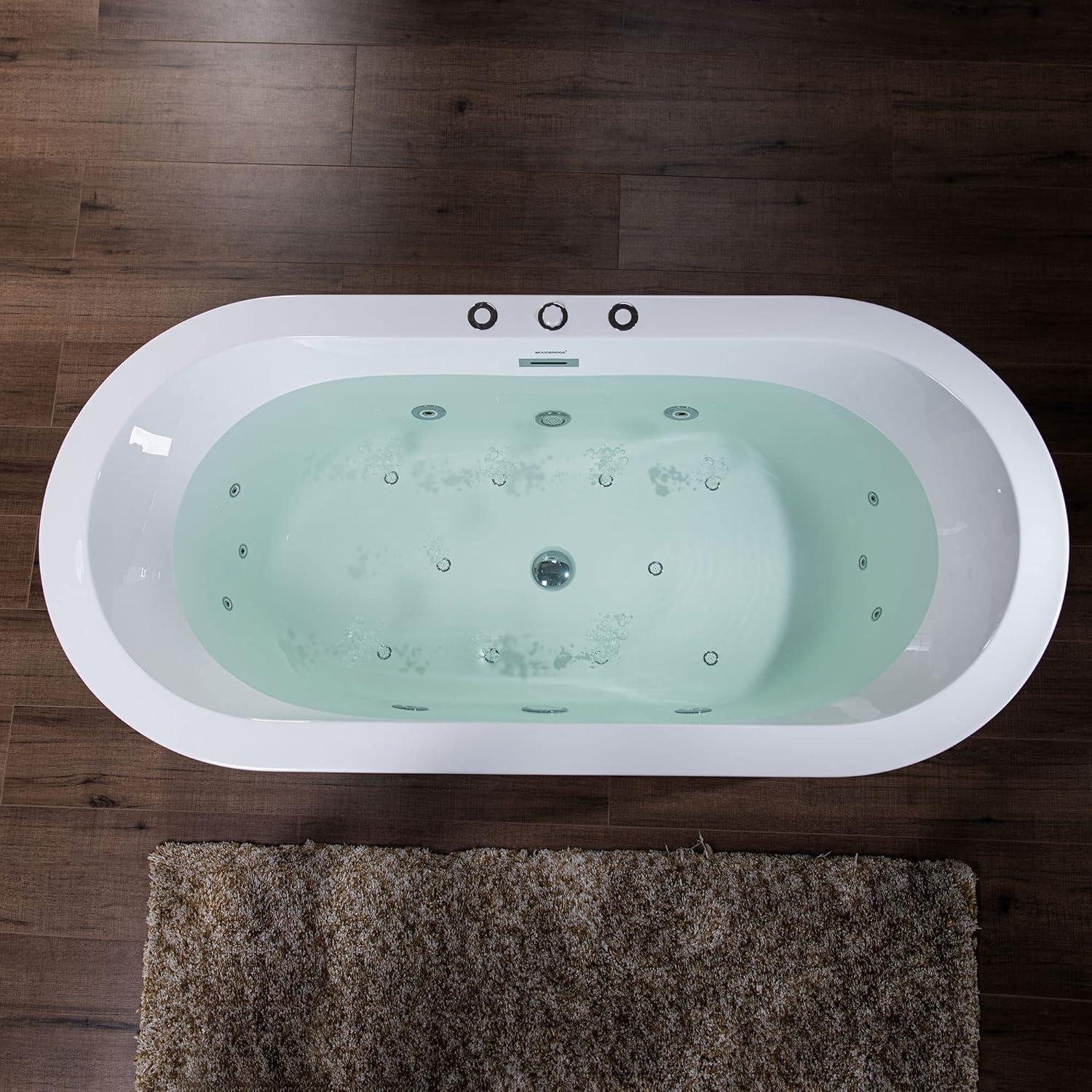 59" x 30" Freestanding Air Soaking Acrylic Bathtub with 208 Jets, 7 Colors LED Lights, Chromatherapy