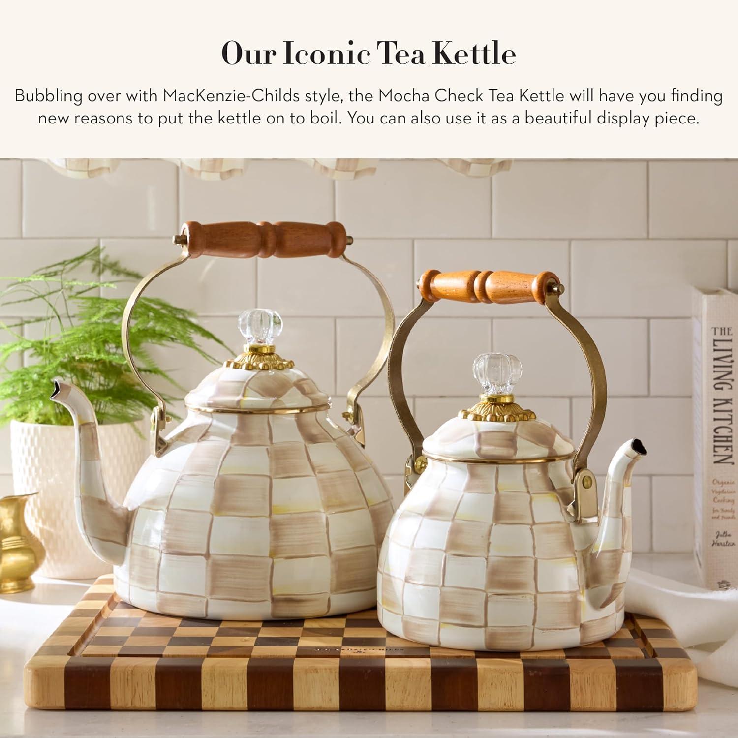 Mocha Check 3 Quart Tea Kettle