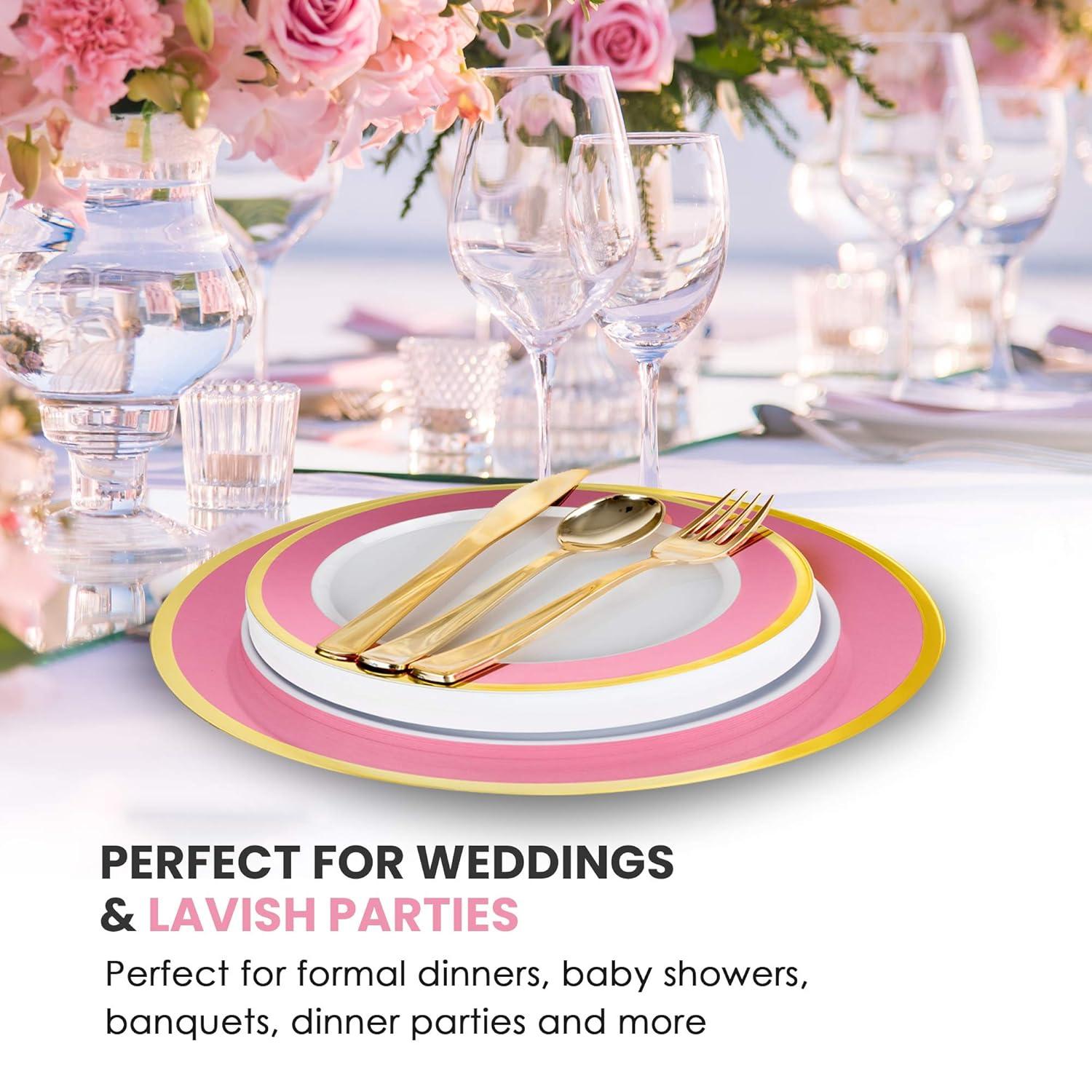 Stock Your Home Elegant Plastic Party Supply Set, Includes 25 Dinner Plates, 125 Pieces