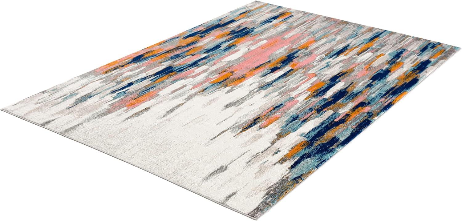 Blue and Orange Abstract Synthetic 3' x 5' Area Rug