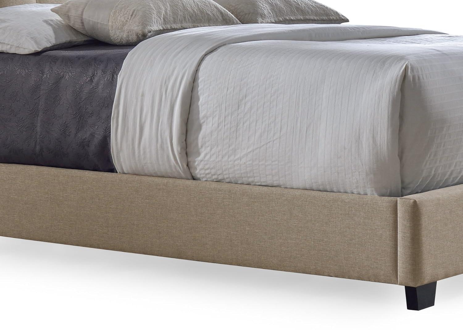 Baxton Studio Katherine Wingback Fabric Standard Bed with Nailhead Trim, Gray