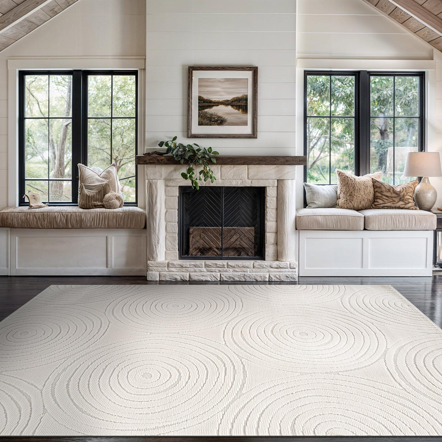Cloudy Touch White 5 x 7 ft. Circular Indoor Area Rug