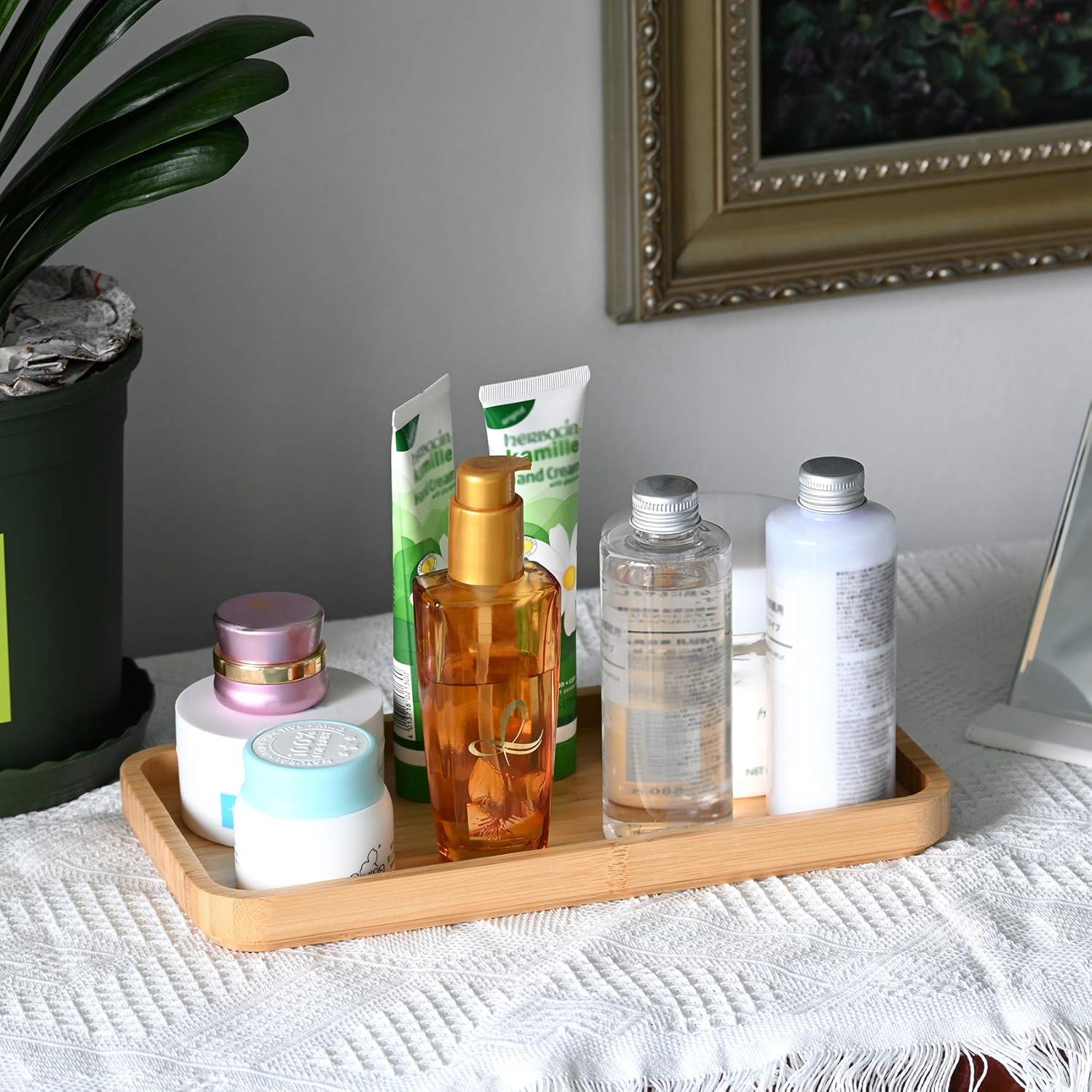 Natural Bamboo Rectangular Bathroom Vanity Tray