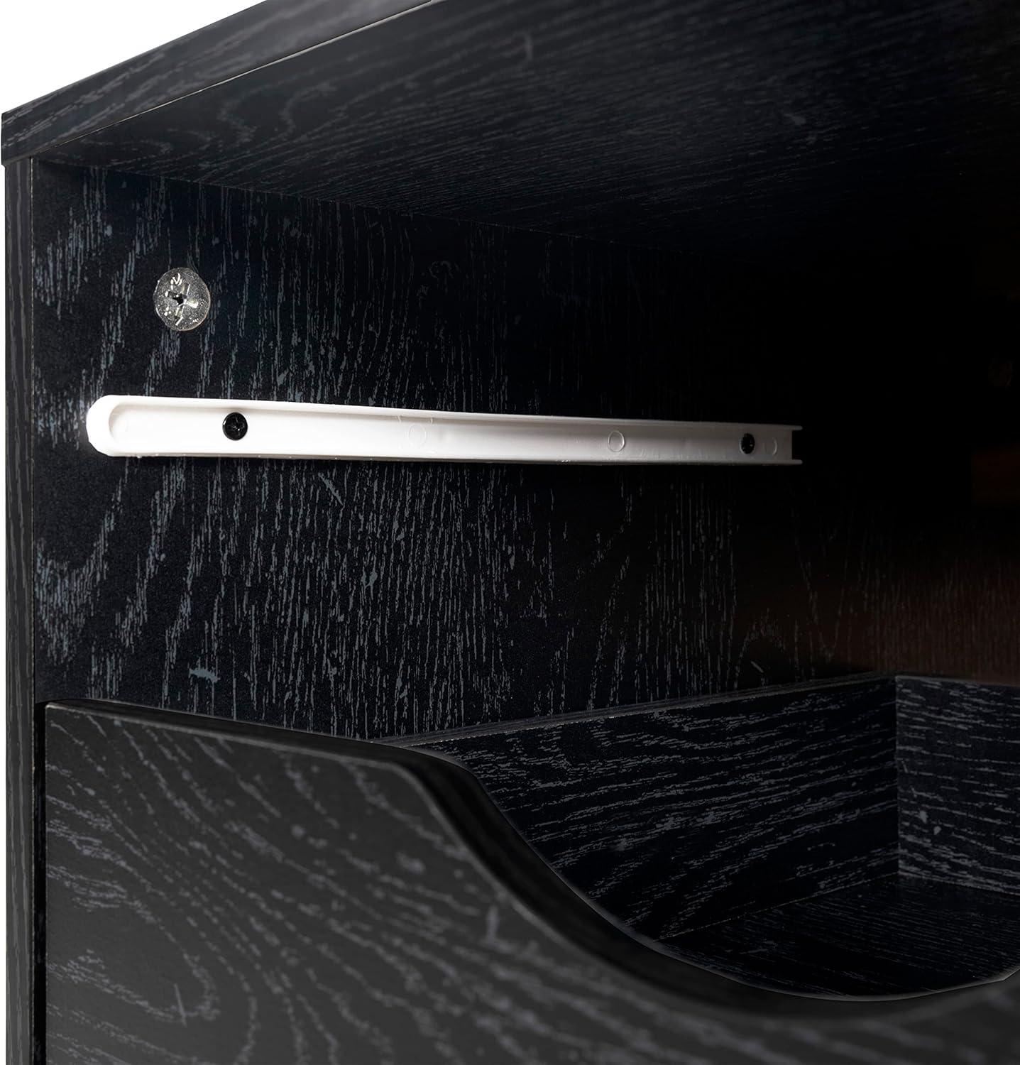 Naomi Home 5 Drawer Dresser for Bedroom Stylish Tall Dressers with Wheels Storage Shelves Small Dresser for Closet Makeup with 180 lbs Capacity - Distressed Black